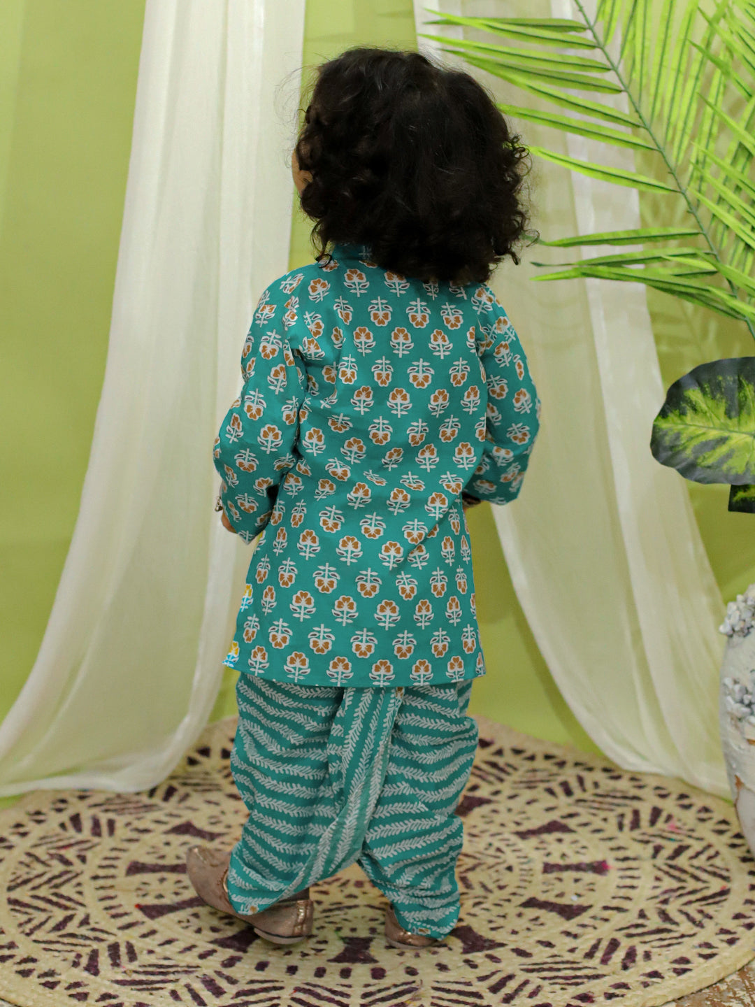 BownBee Full Sleeve Pure Cotton Dhoti Kurta for Boys- Blue