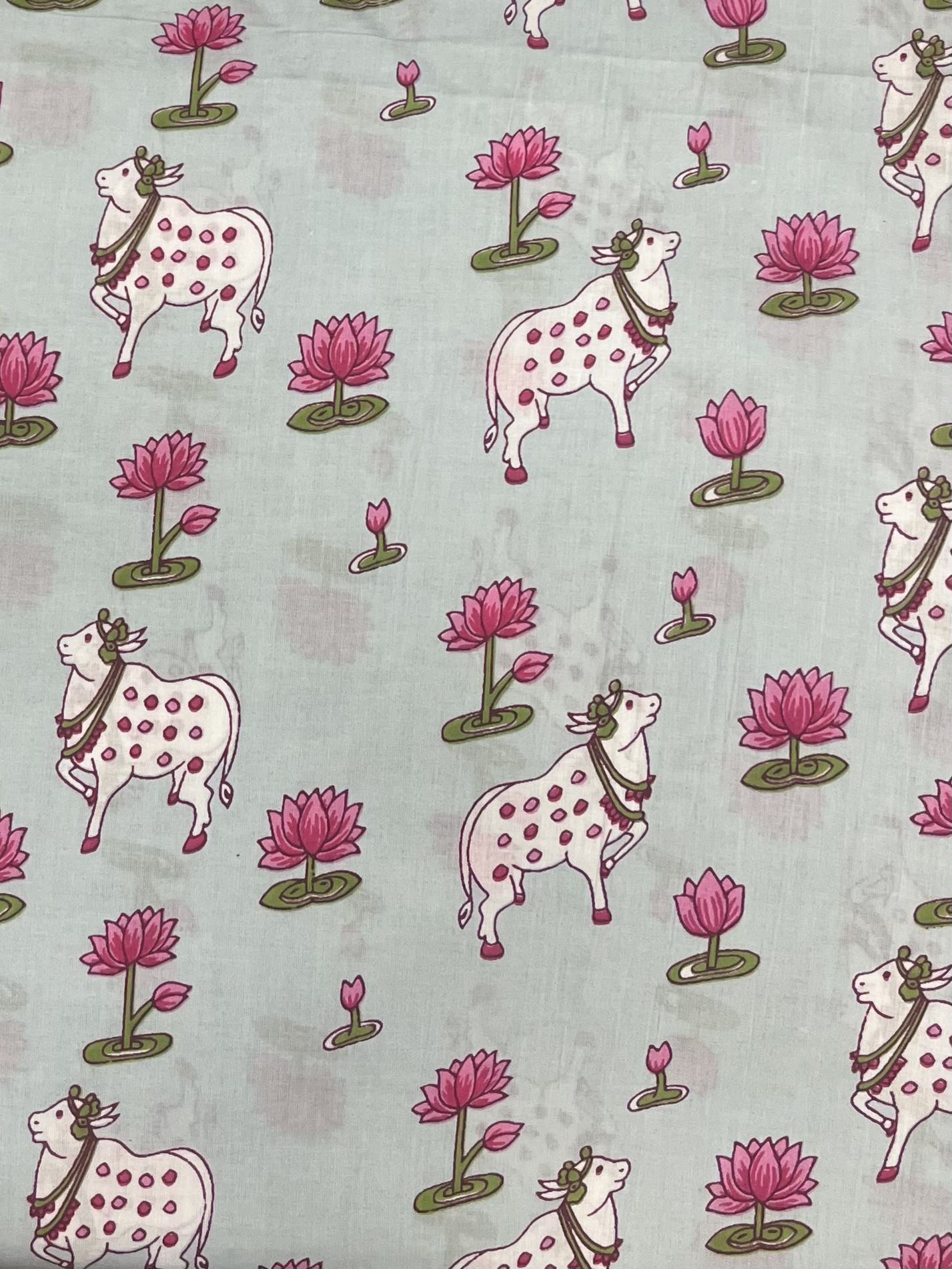 Pure Cambric Cotton Pichwai Cow Print