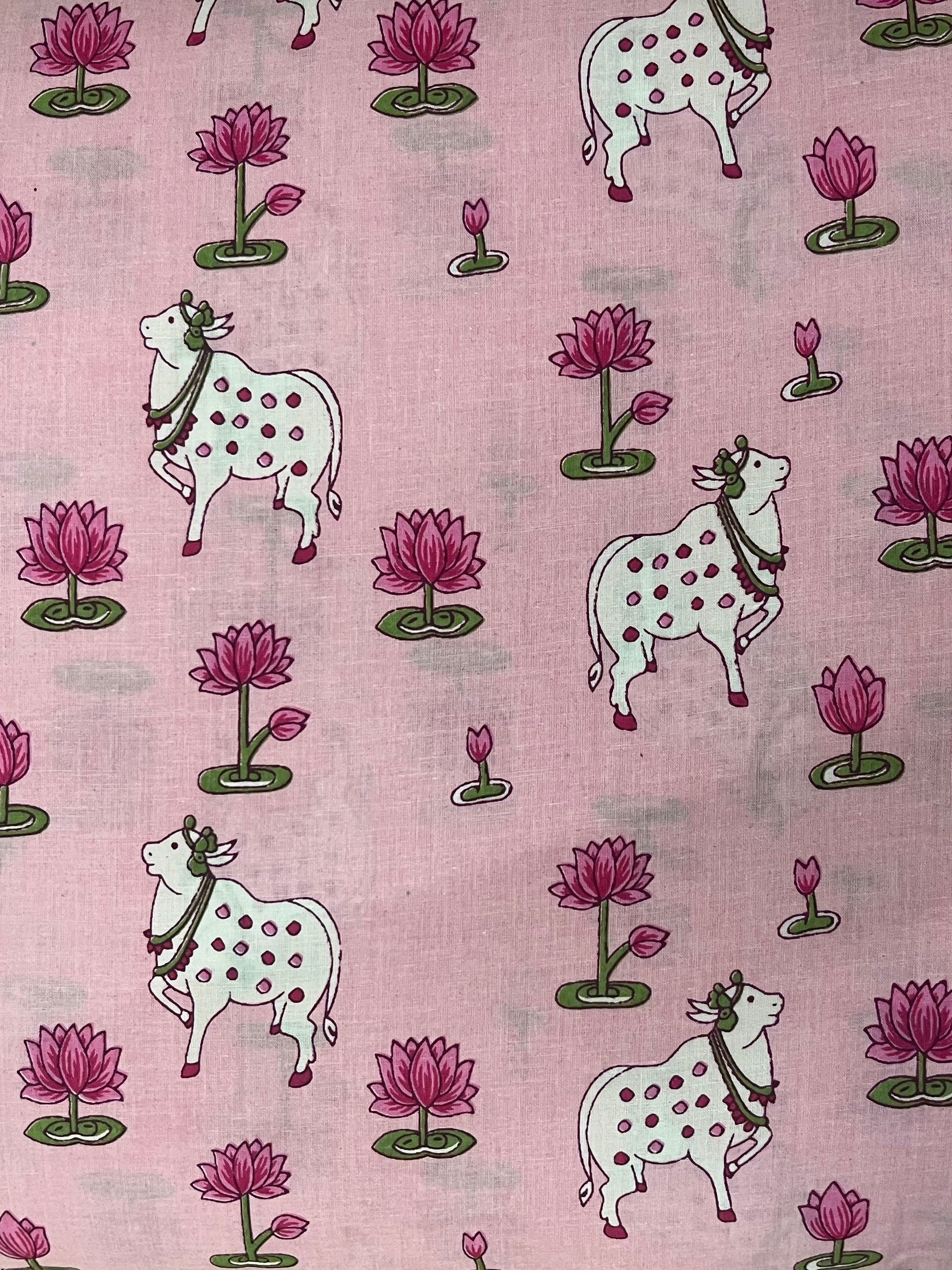 Pure Cambric Cotton Pichwai Cow Print