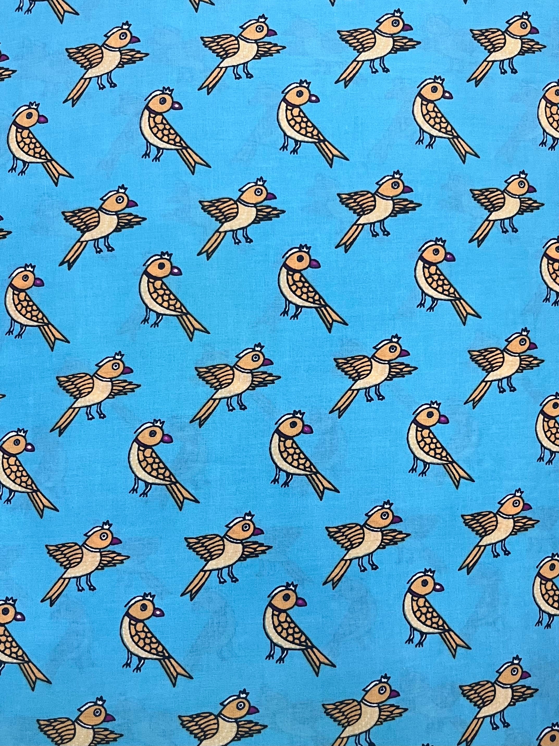 Pure Cambric Cotton Parrot Print