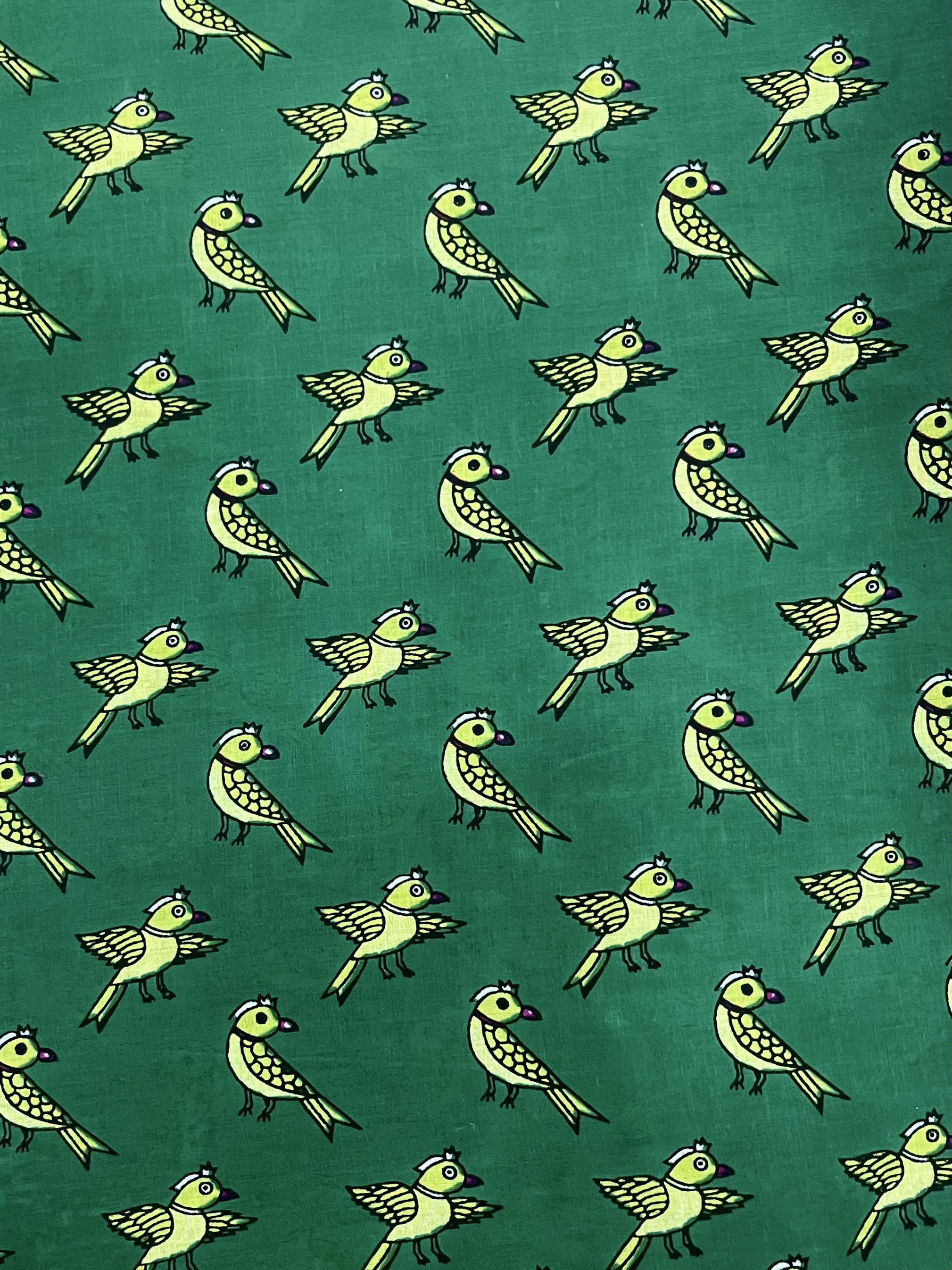Pure Cambric Cotton Parrot Print