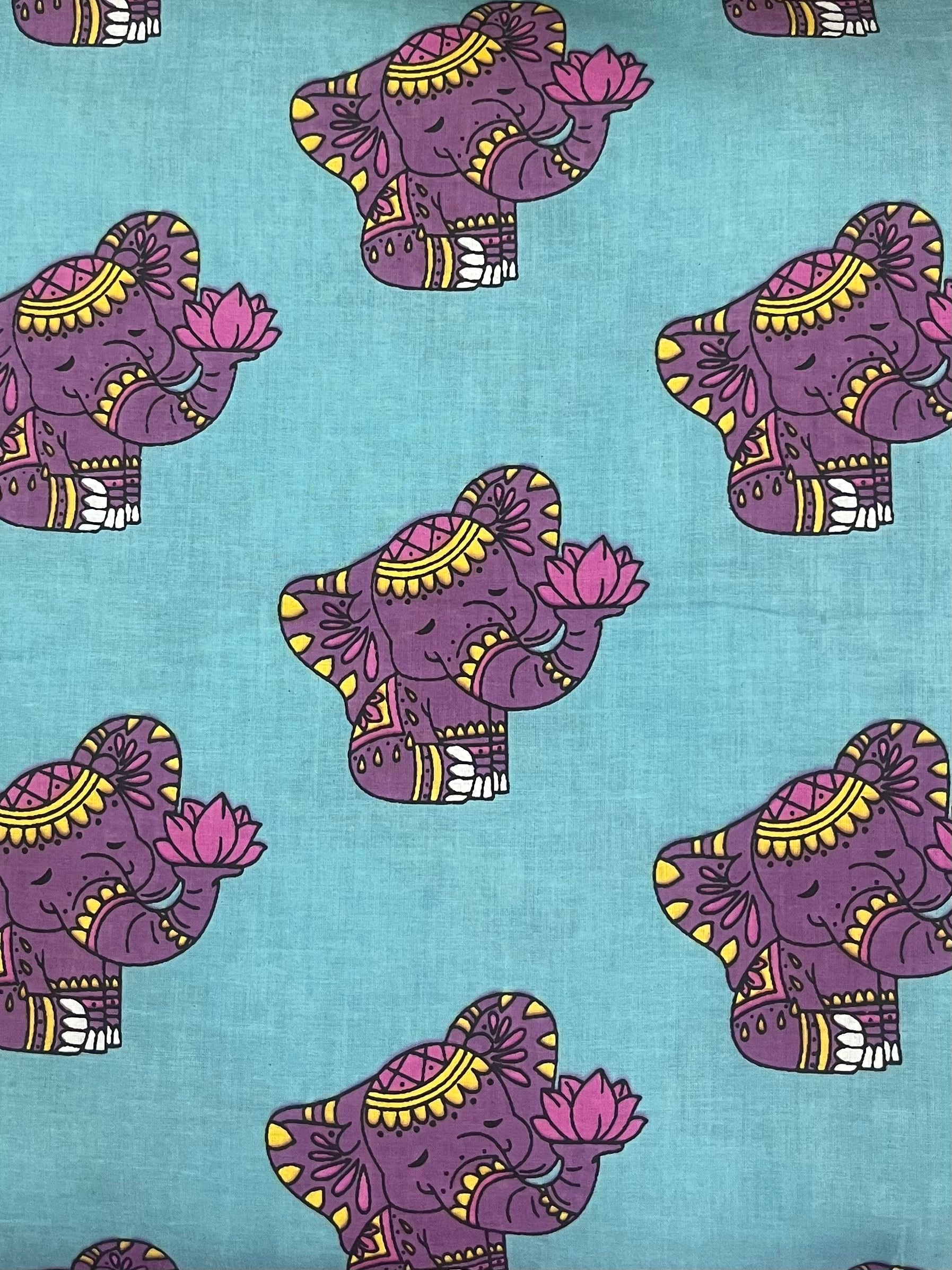 Pure Cambric Cotton Elephant Print