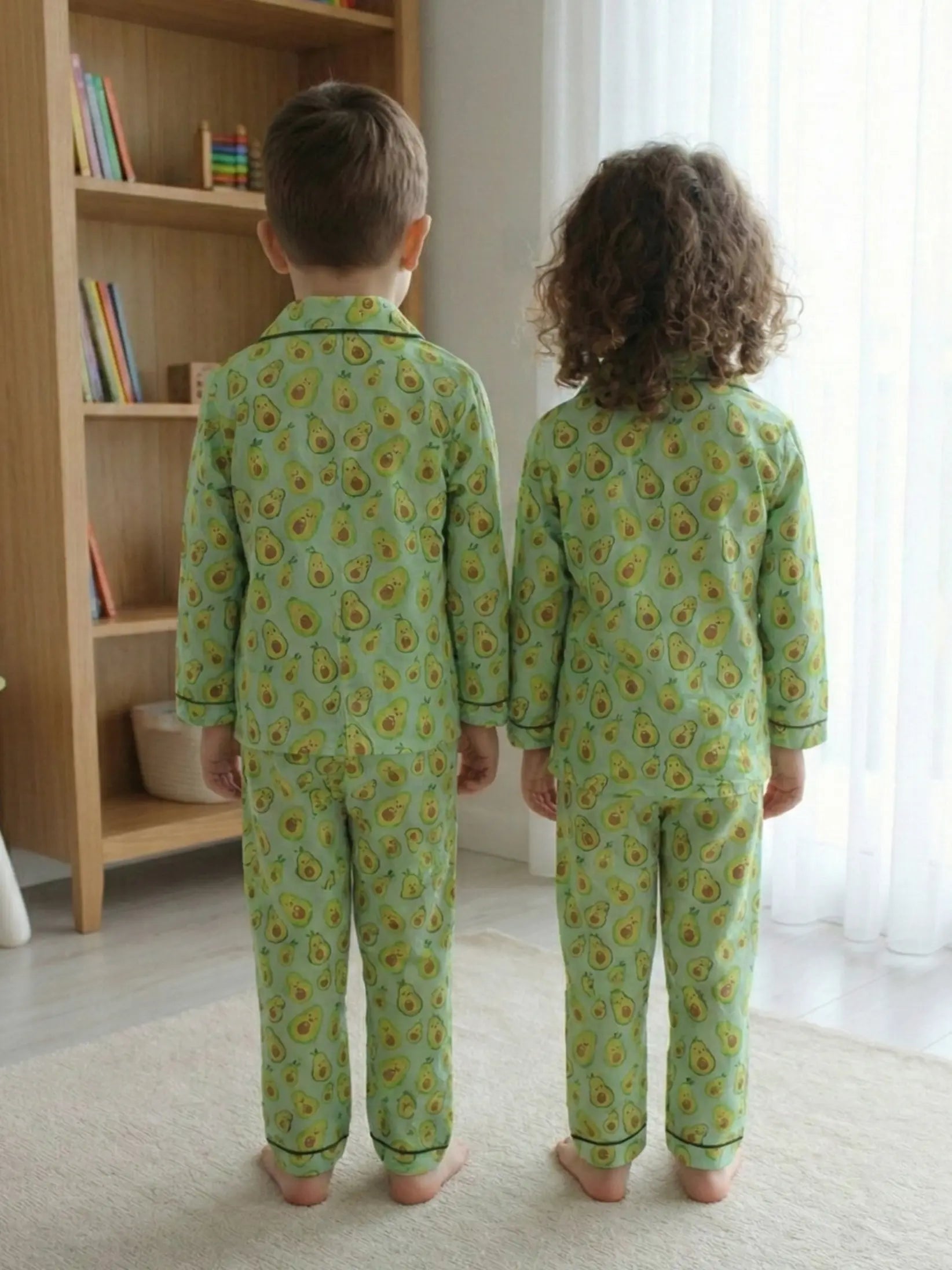 BownBee Pure Cotton Night Suits For Sibling - Sky Blue