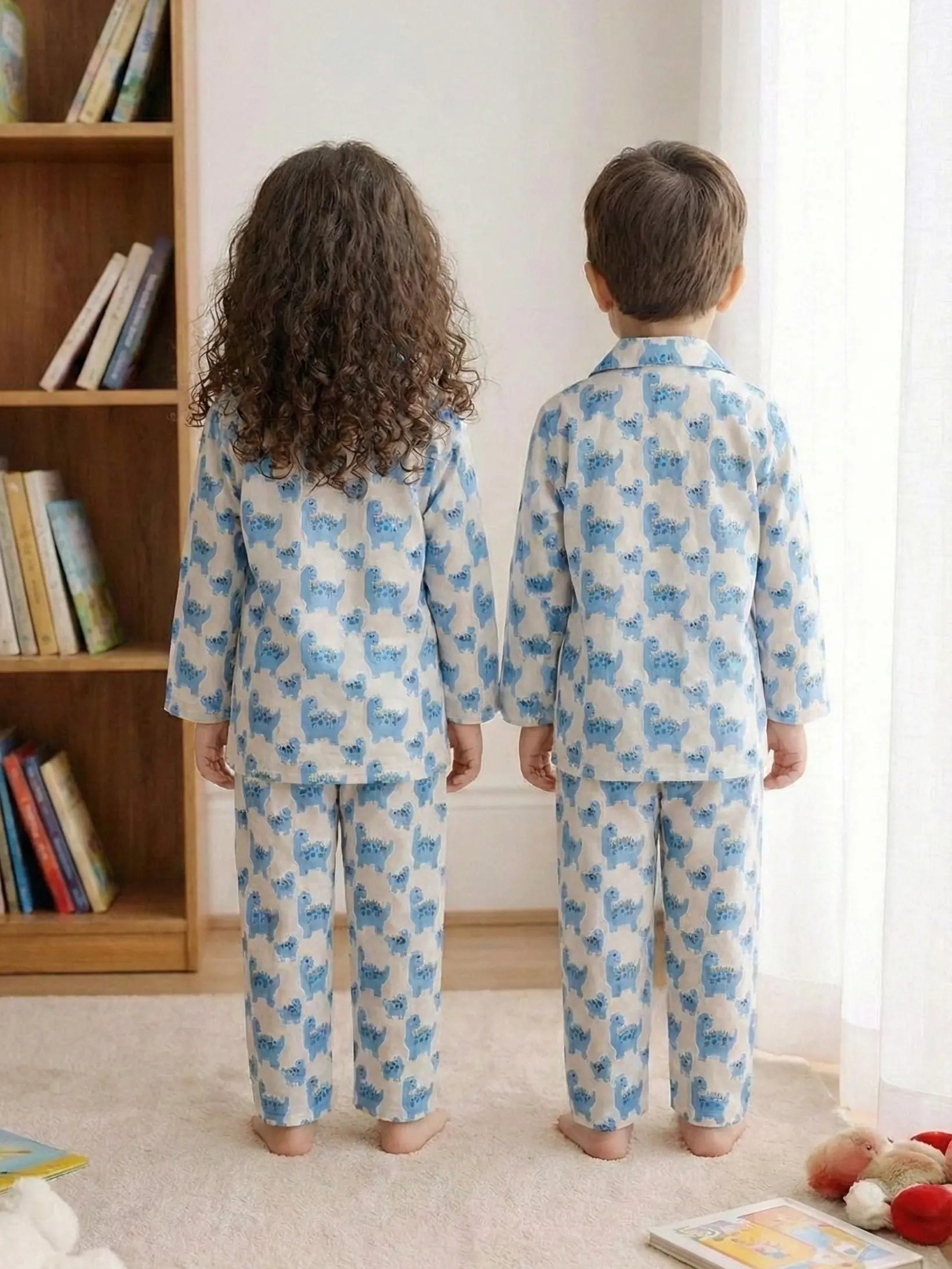 BownBee Pure Cotton Night Suits For Sibling - Blue