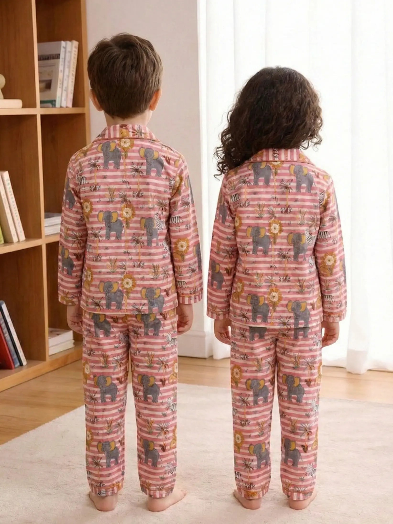 BownBee Pure Cotton Night Suits For Sibling - Pink