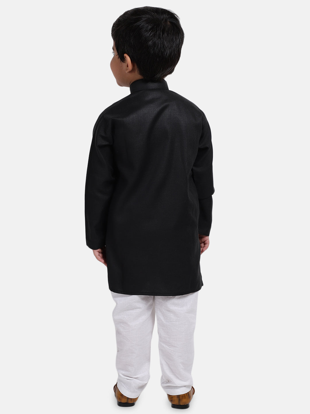 BownBee Boys Solid Full Sleeves Kurta and Pyjama Sets Black