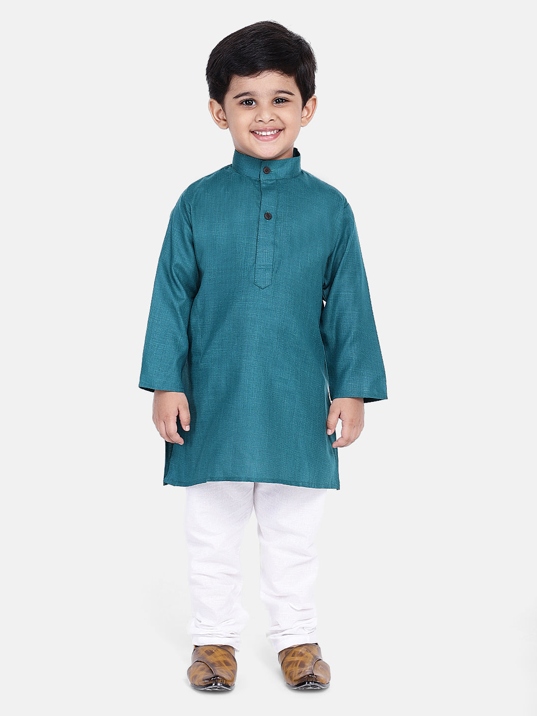 BownBee Boys Solid Full Sleeves Kurta and Pyjama Sets Blue