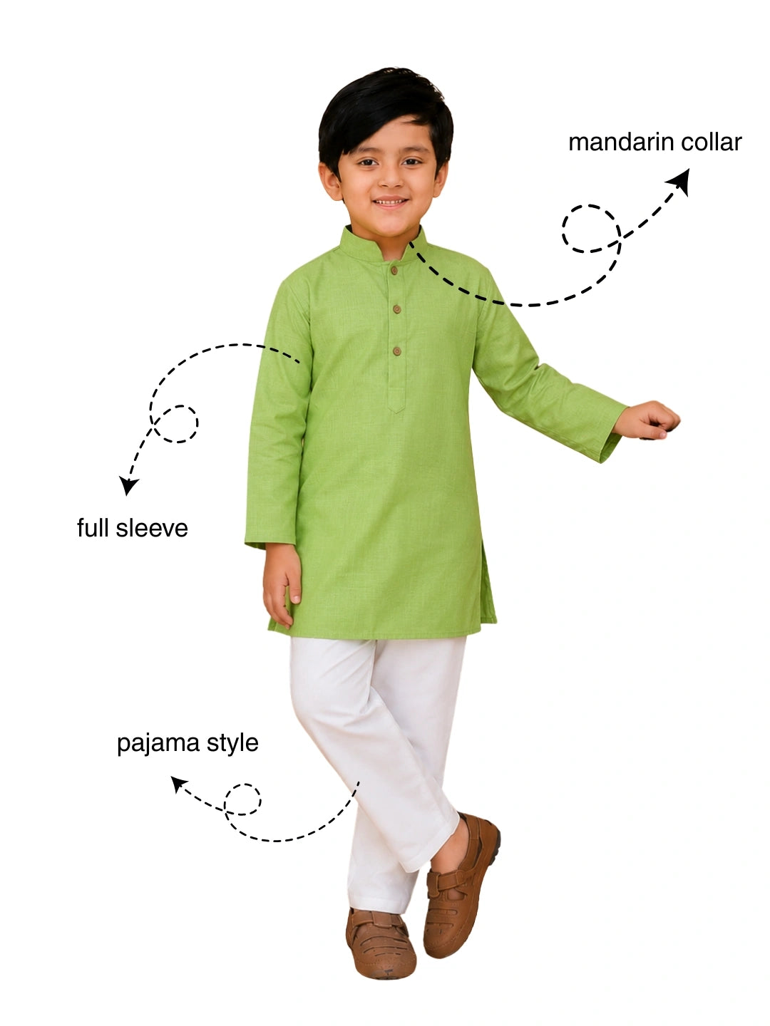 BownBee Stand Collar Cotton Kurta pajama