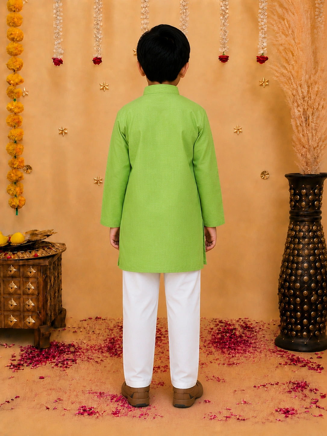 BownBee Stand Collar Cotton Kurta pajama