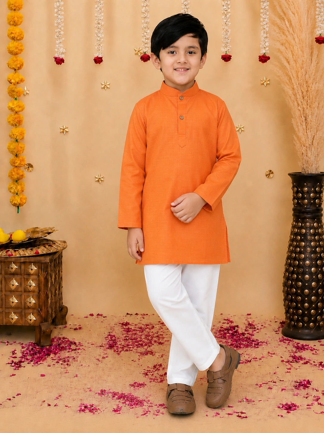 BownBee Stand Collar Cotton Kurta pajama