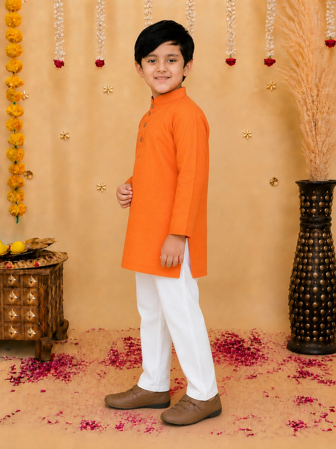 BownBee Stand Collar Cotton Kurta pajama