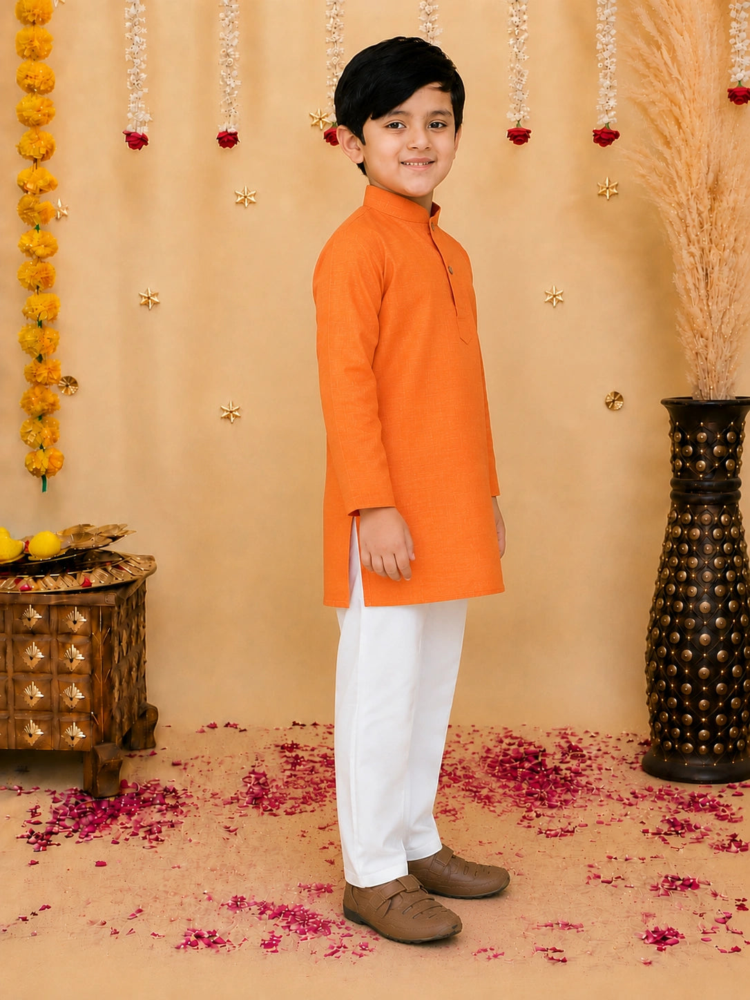BownBee Stand Collar Cotton Kurta pajama