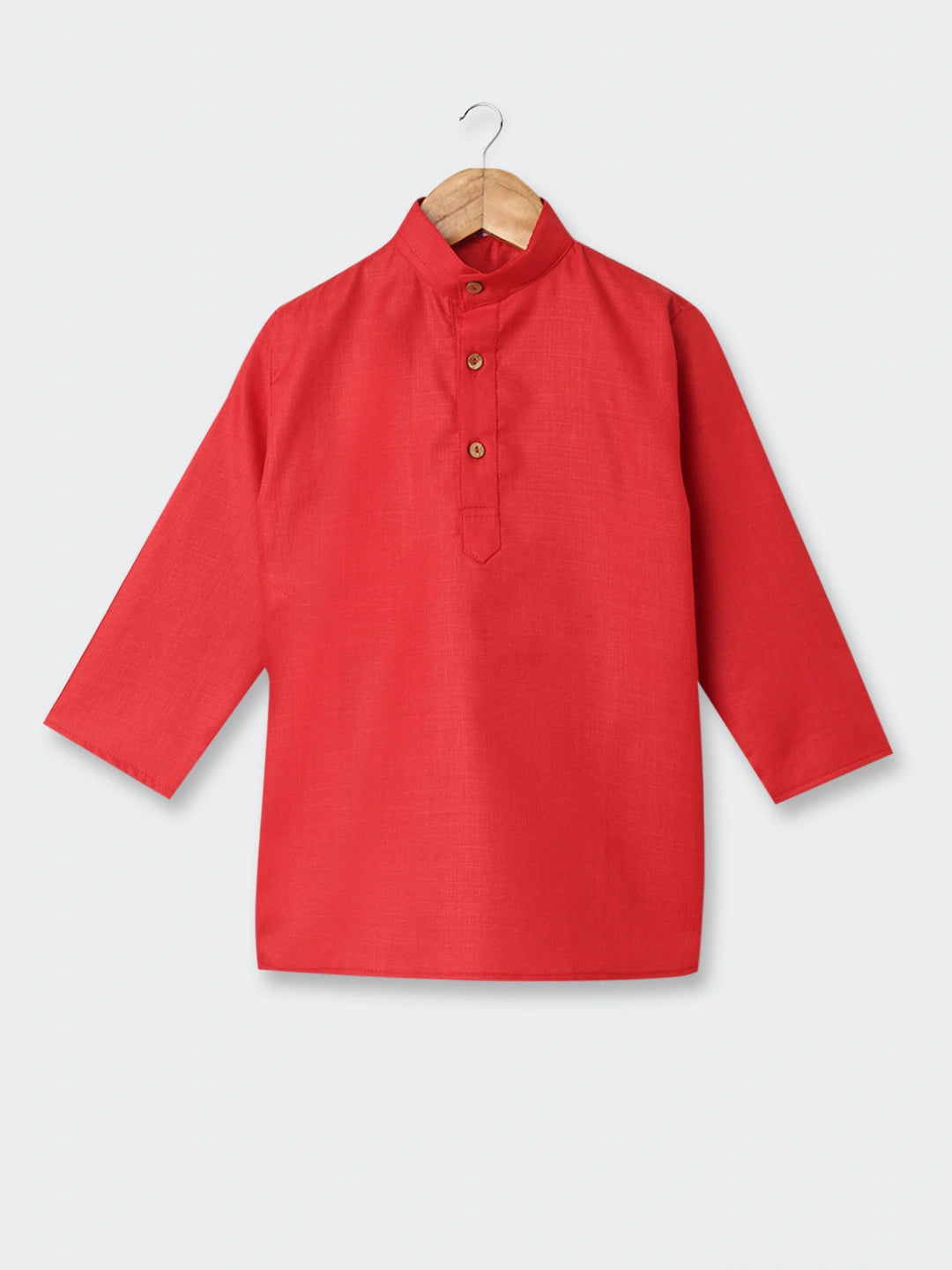 BownBee Boys Solid Full Sleeves Kurta and Pyjama Sets Red