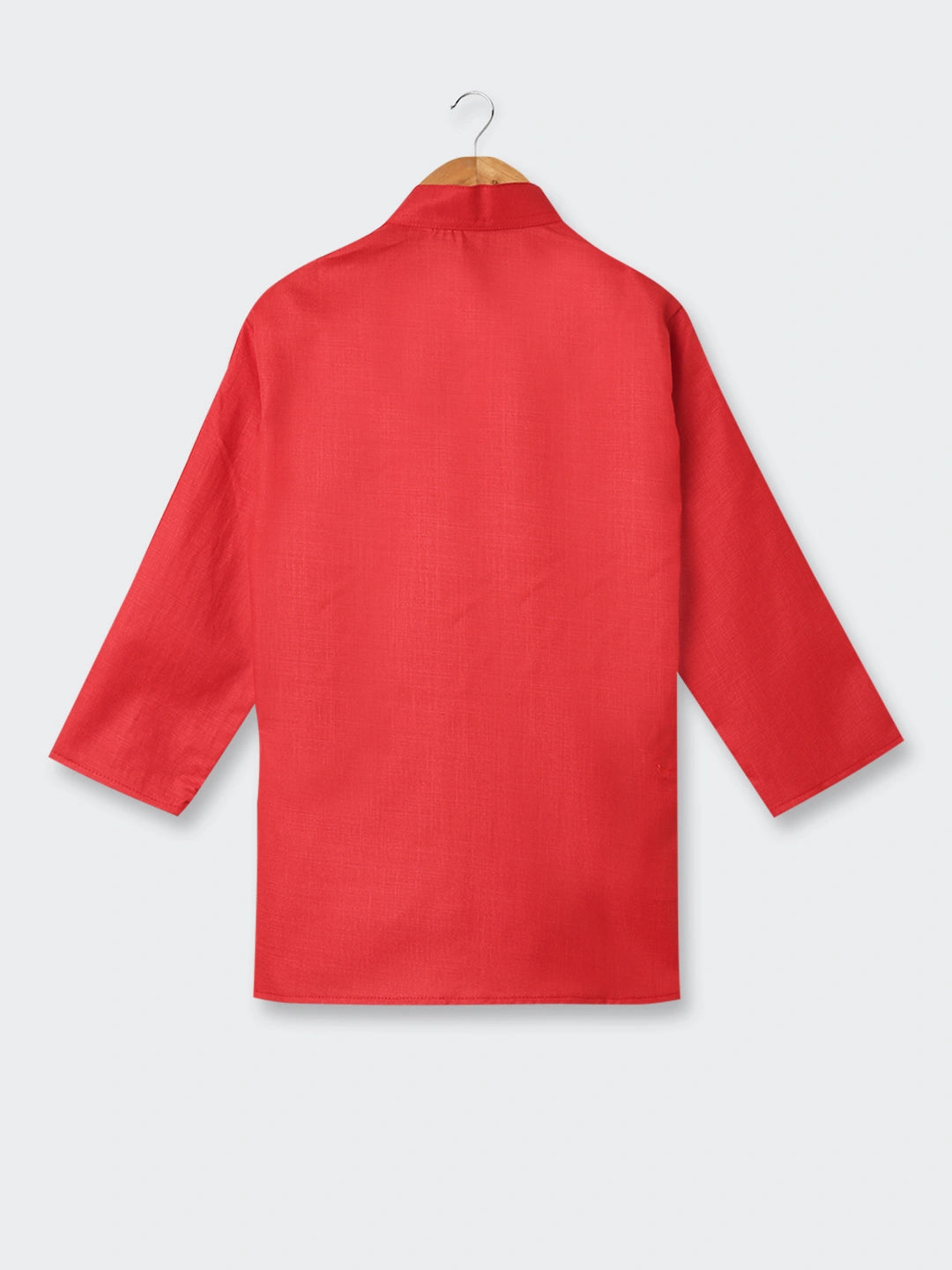 BownBee Boys Solid Full Sleeves Kurta and Pyjama Sets Red