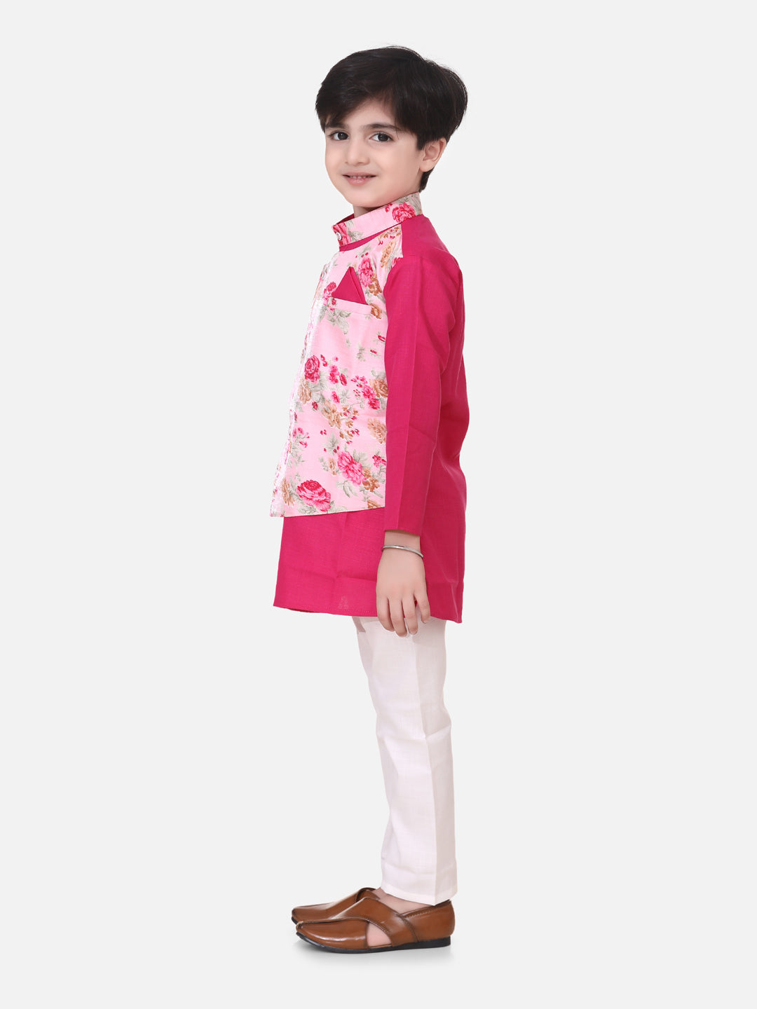 BwnBee Sibling Sets  Floral Printed Attached Jacket Kurta Pajama  and Lehenga Choli With Dupatta-Pink