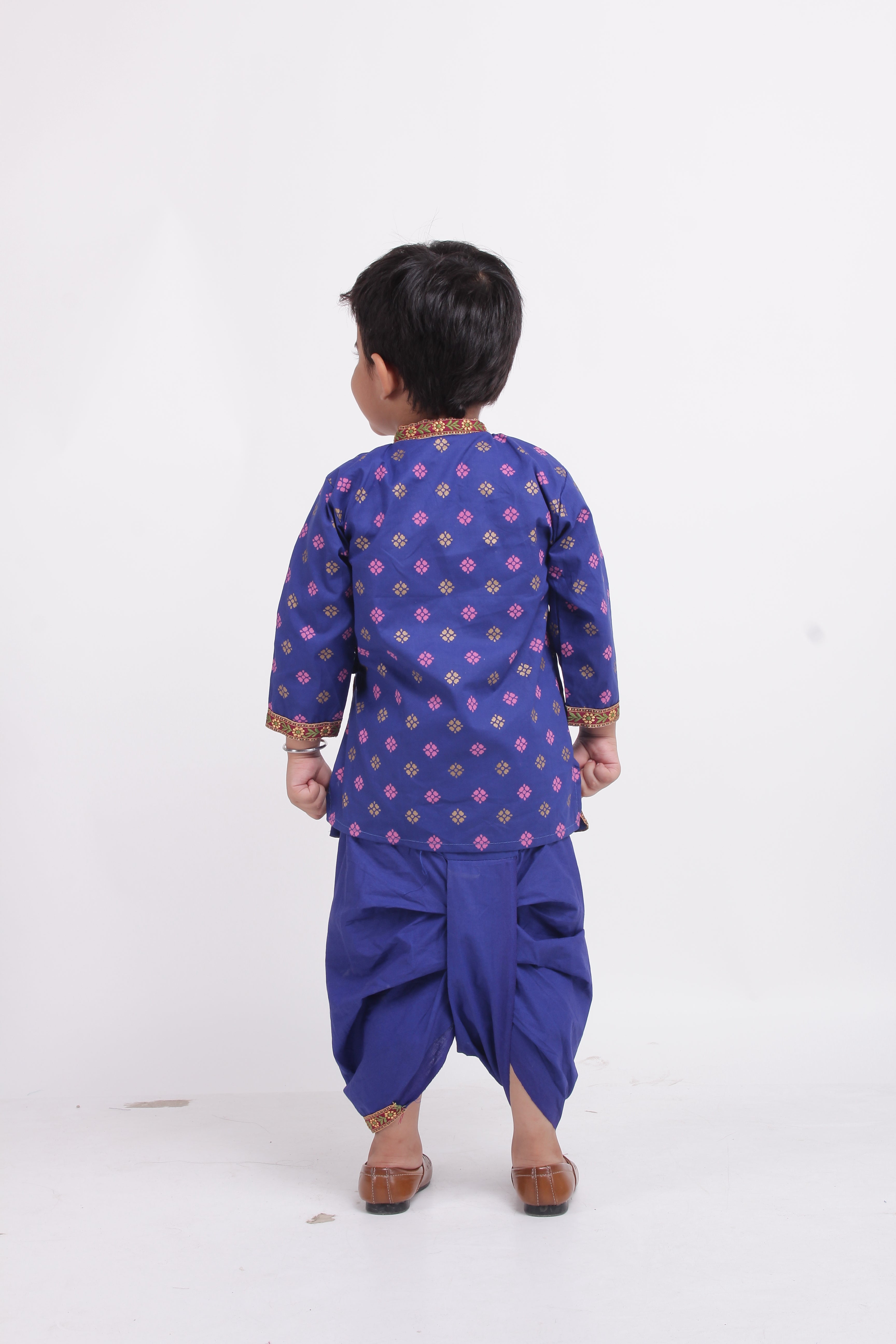 BownBee Cotton Kanhaiya Suit Dress For Baby Boy- Blue