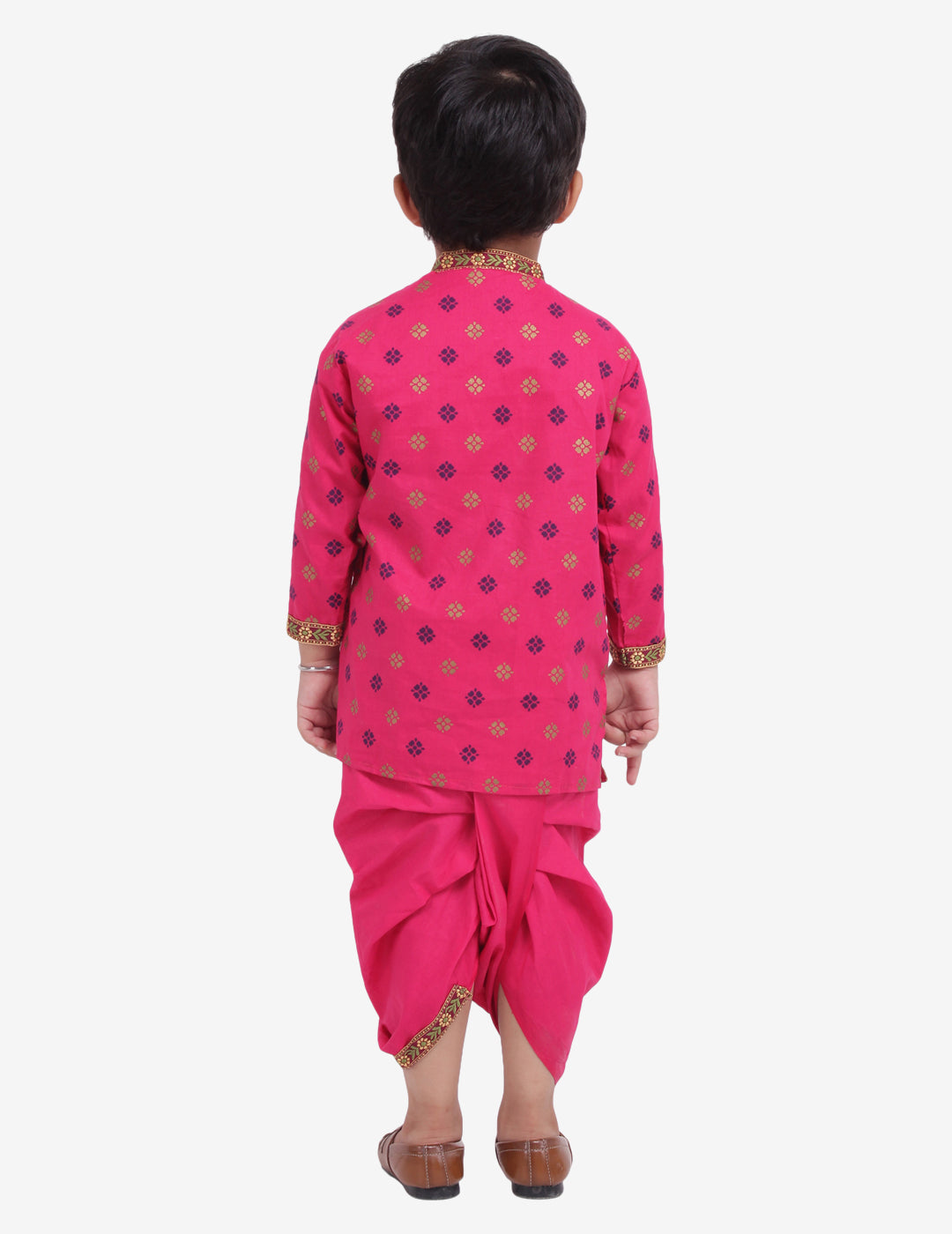 BownBee Cotton Kanhaiya Suit Dress For Baby Boy- Pink