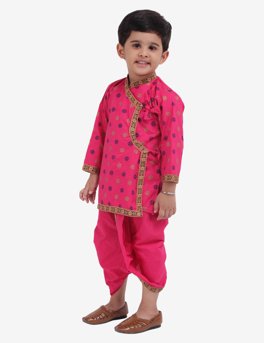 BownBee Cotton Kanhaiya Suit Dress For Baby Boy- Pink