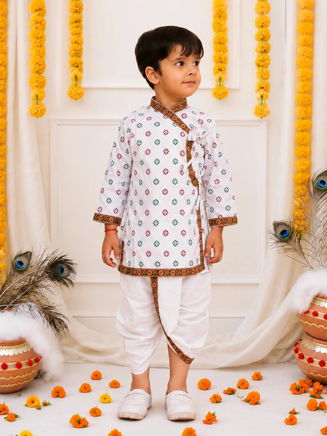 BownBee Cotton Kanhaiya Suit Dress For Baby Boy