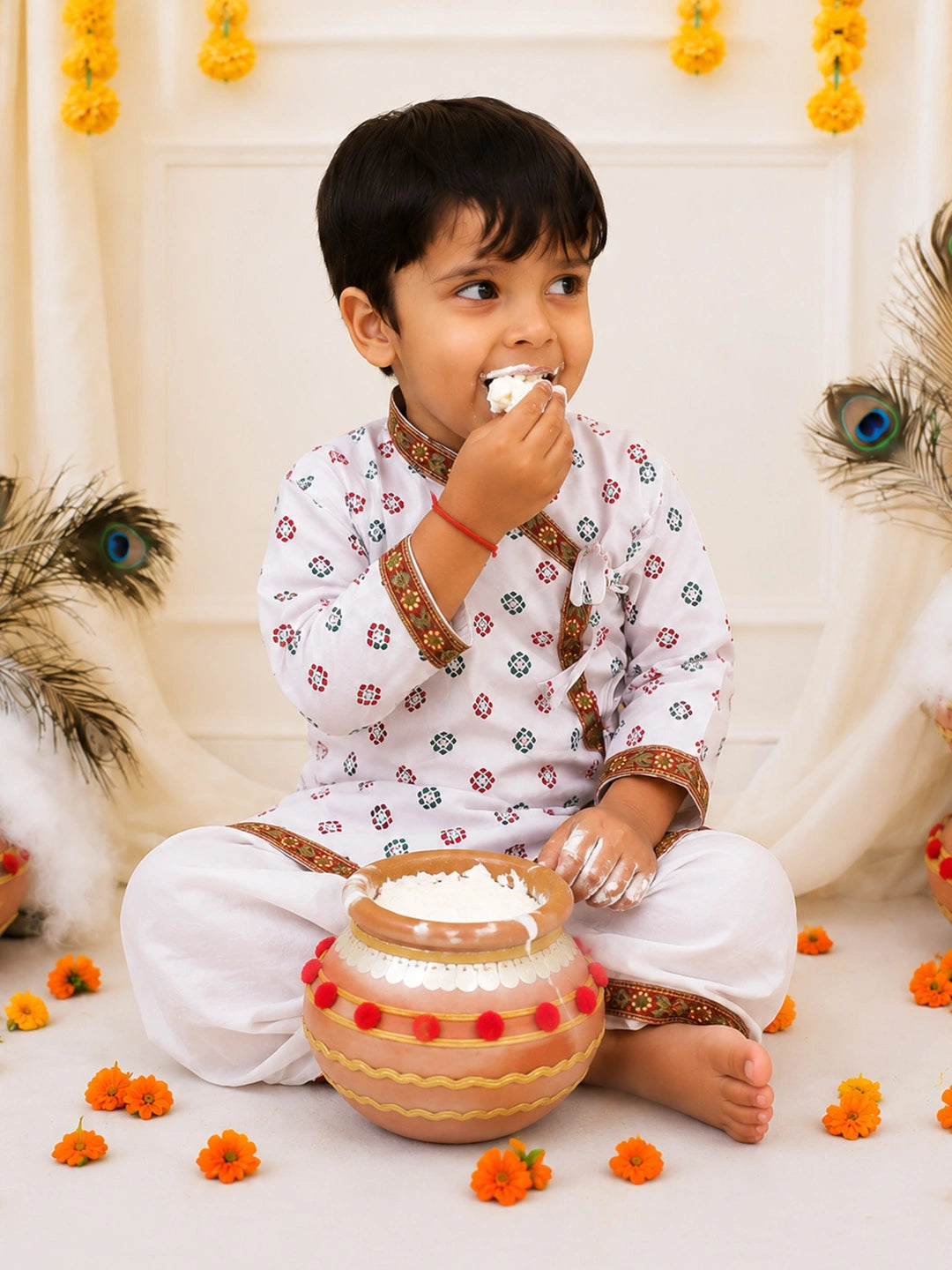 BownBee Cotton Kanhaiya Suit Dress For Baby Boy