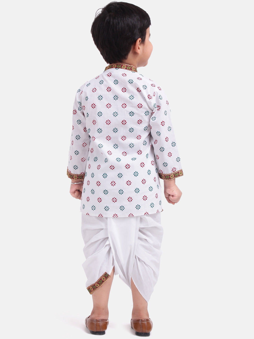 BownBee Cotton Kanhaiya Suit Dress For Baby Boy- White