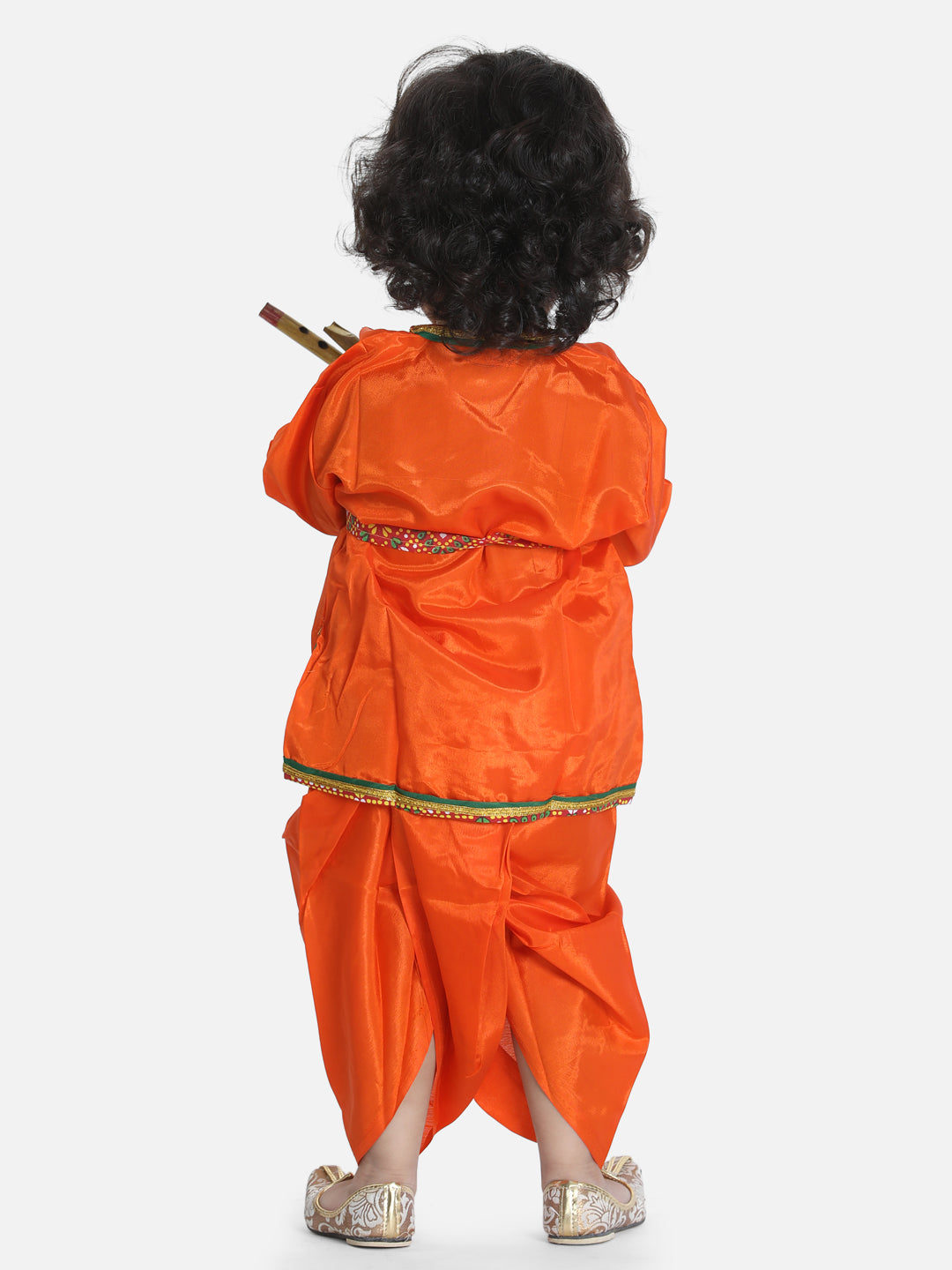 BownBee Full Sleeves Kanhaiya Suit With Basuri & Mukut With Band - Orange