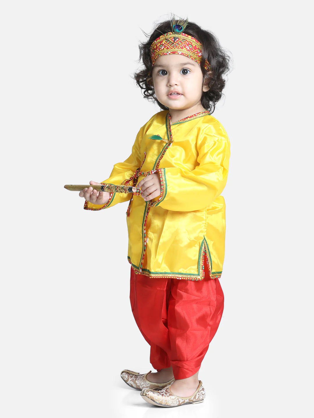 BownBee Full Sleeves Kanhaiya Suit With Basuri & Mukut With Band