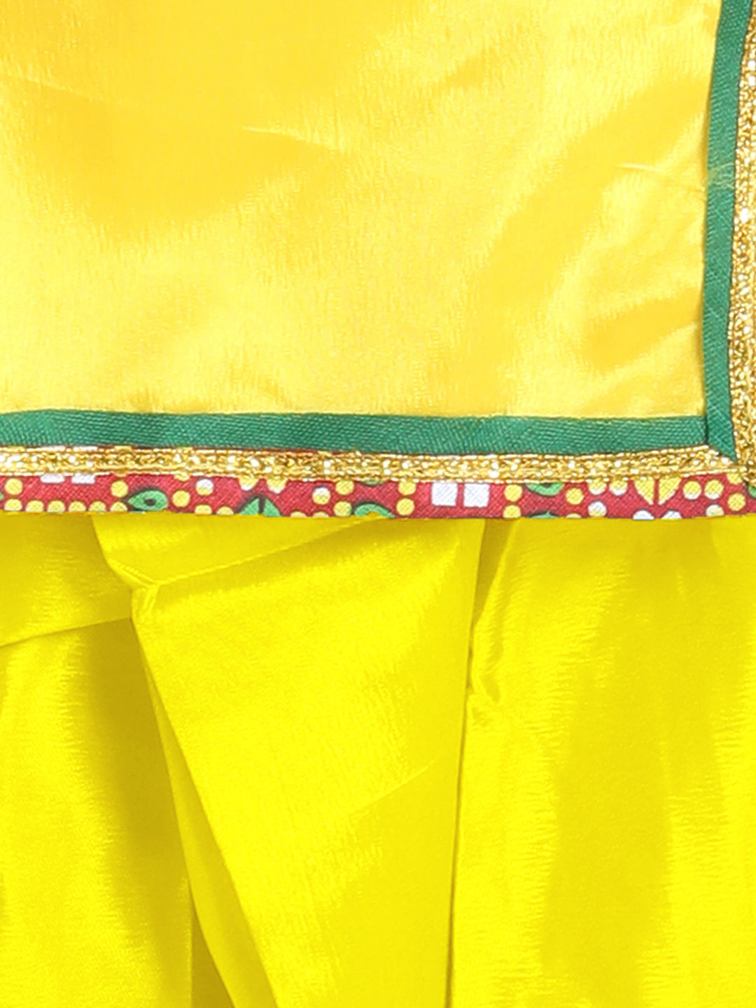 BownBee Full Sleeves Solid Colour Kurta With Dhoti & Bansuri Mukut With Belt - Yellow