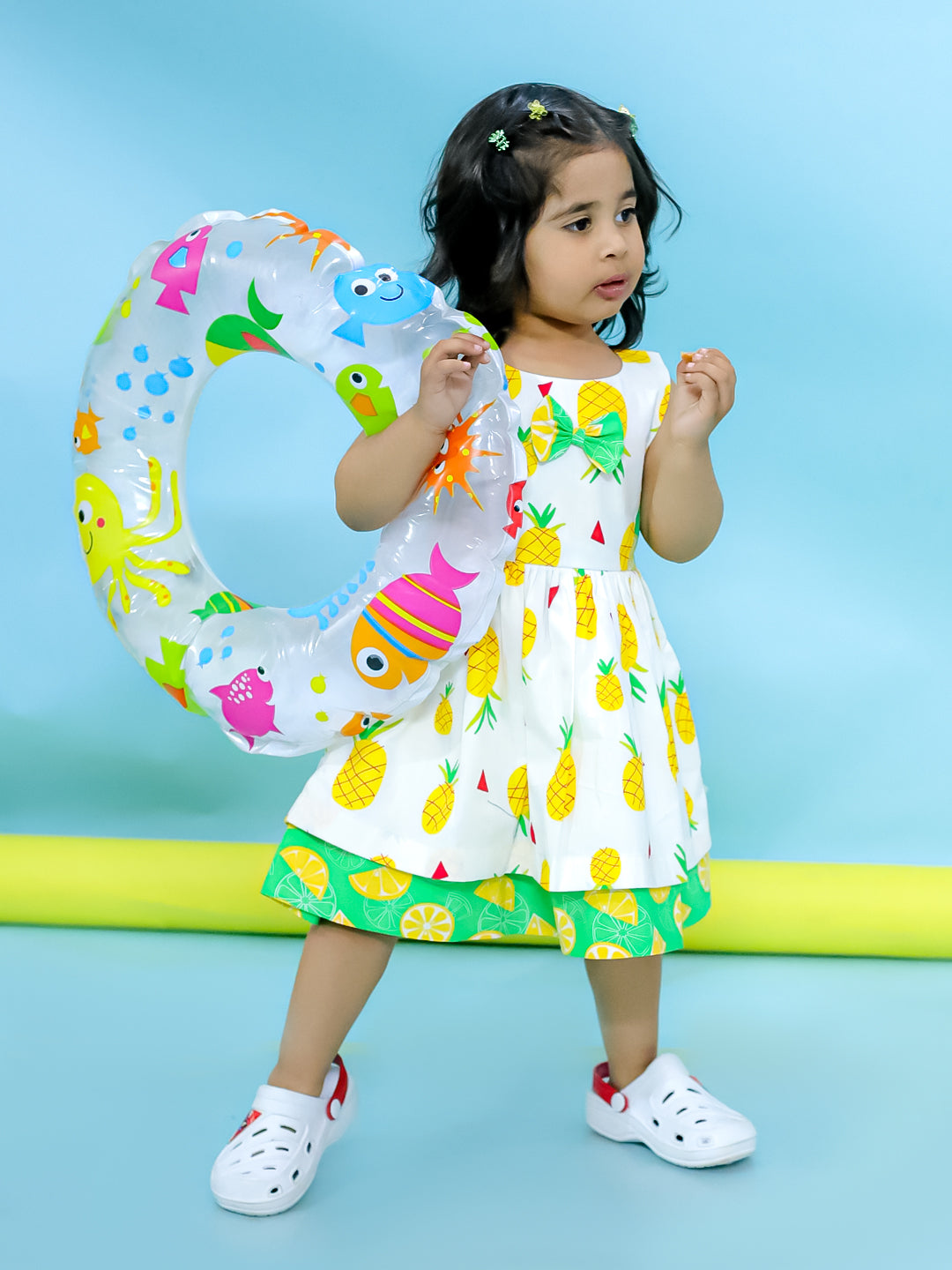 Pinacolada Summer Frock for Girls-White