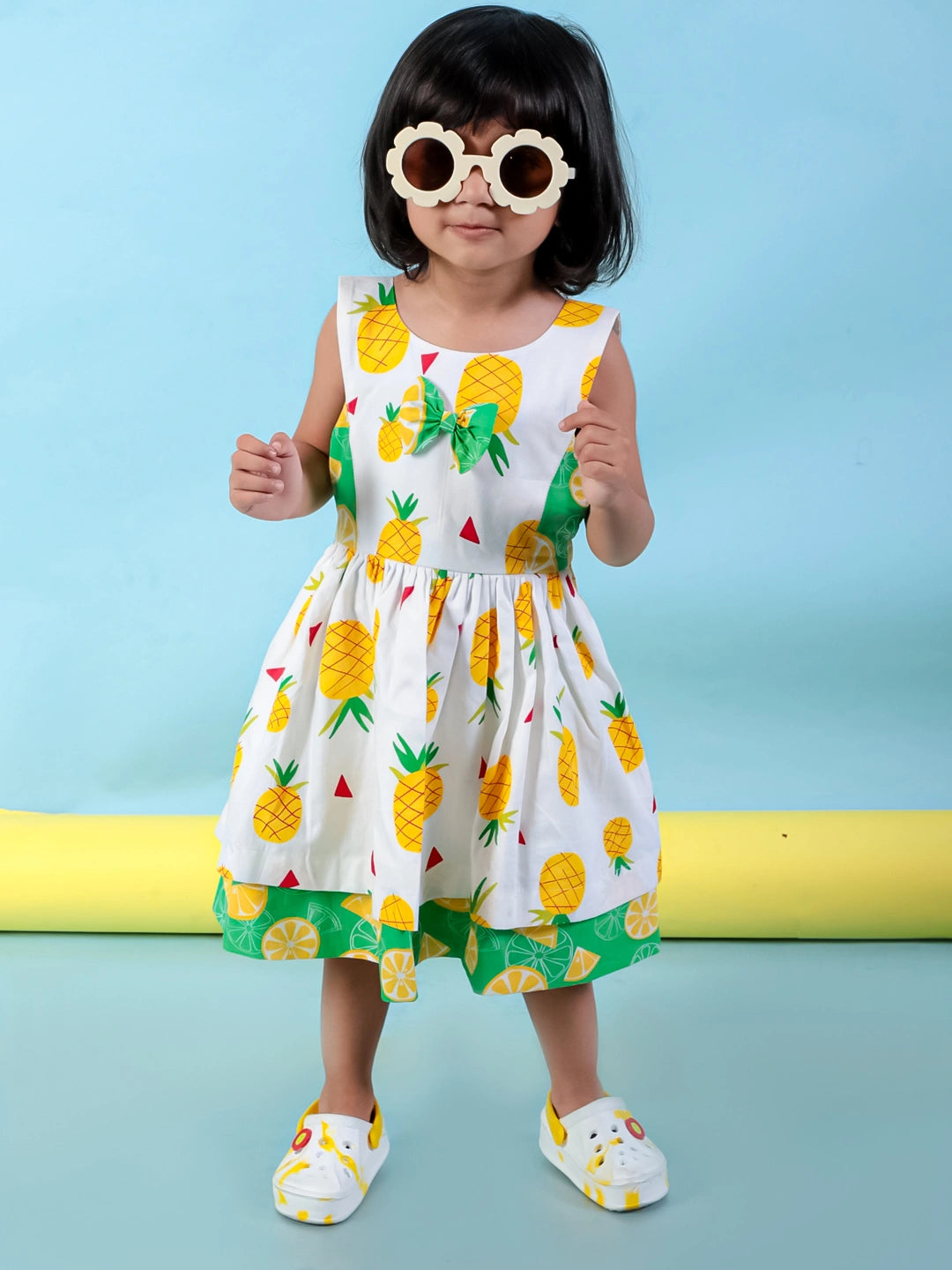 BownBee Pinacolada Shirt & Shorts Set & Summer Frock Sibling Set