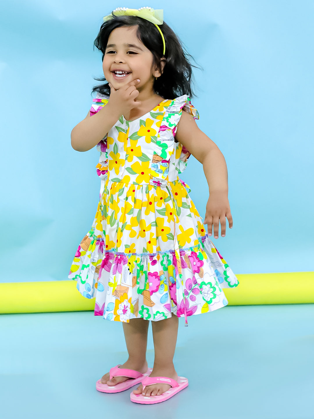 Prettypansy Dress Summer Frock for Girls-Yellow