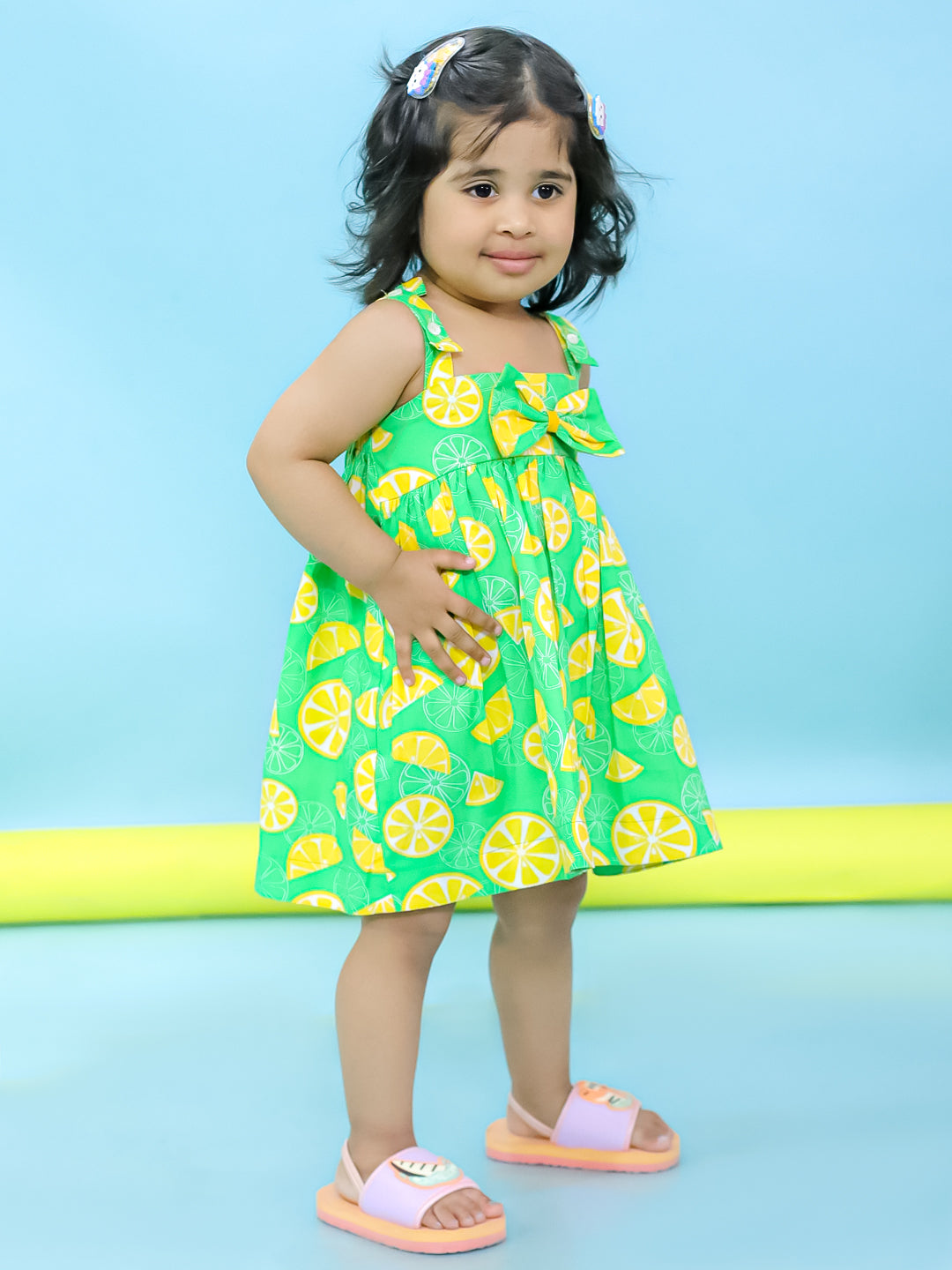 LemonLush Summer Dress for Girls - Green