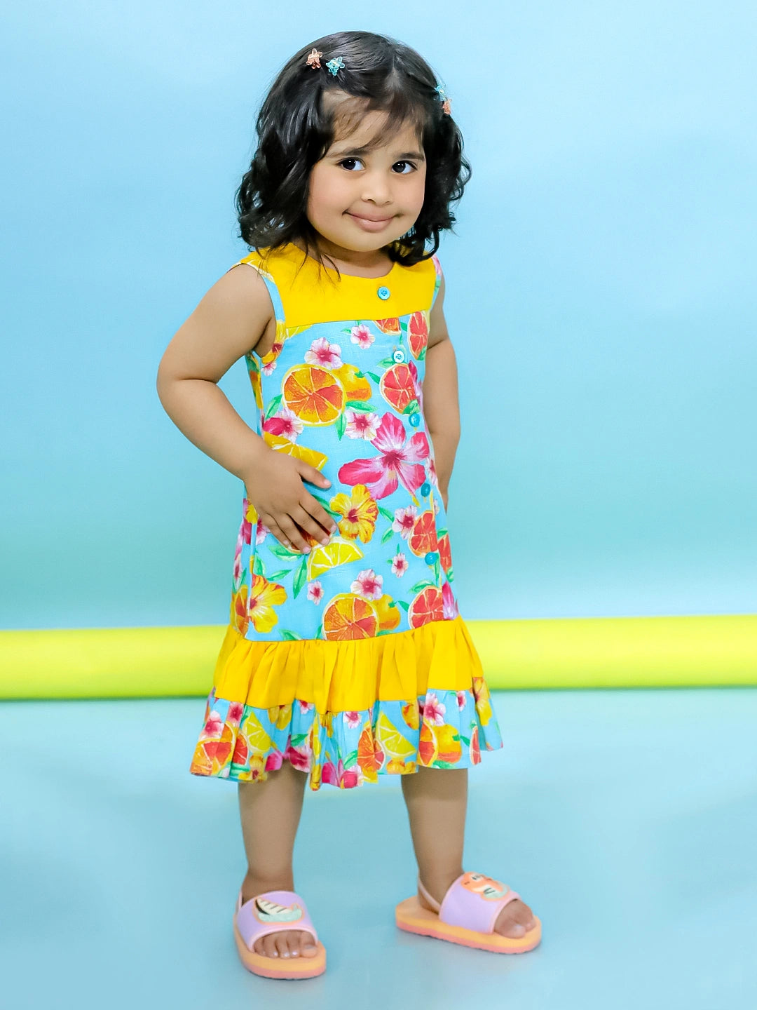 BownBee Sunny Citrus Summer Dress for Girls