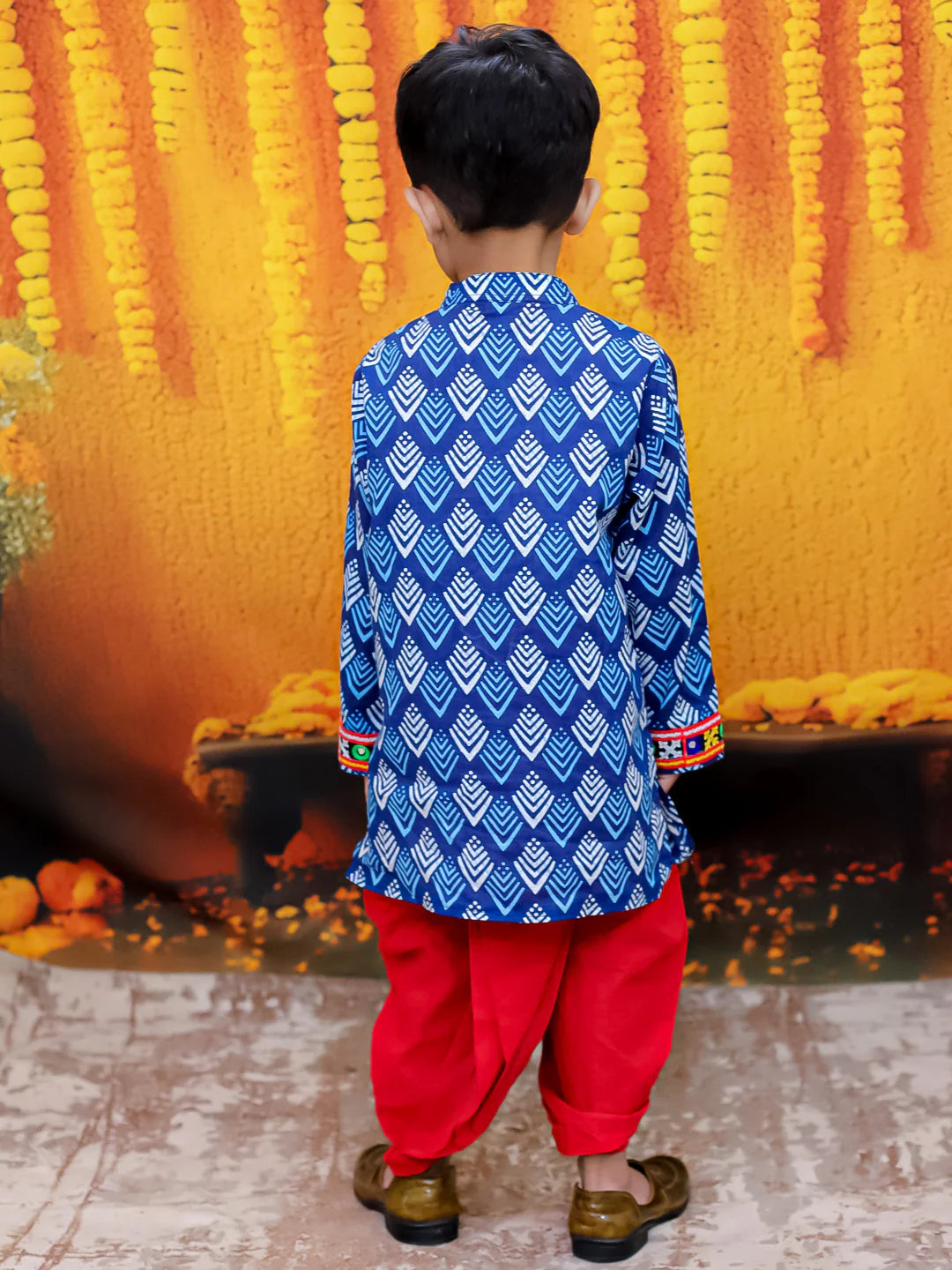 BownBee Falak  Mirror Work Dhoti Kurta Set For Boys