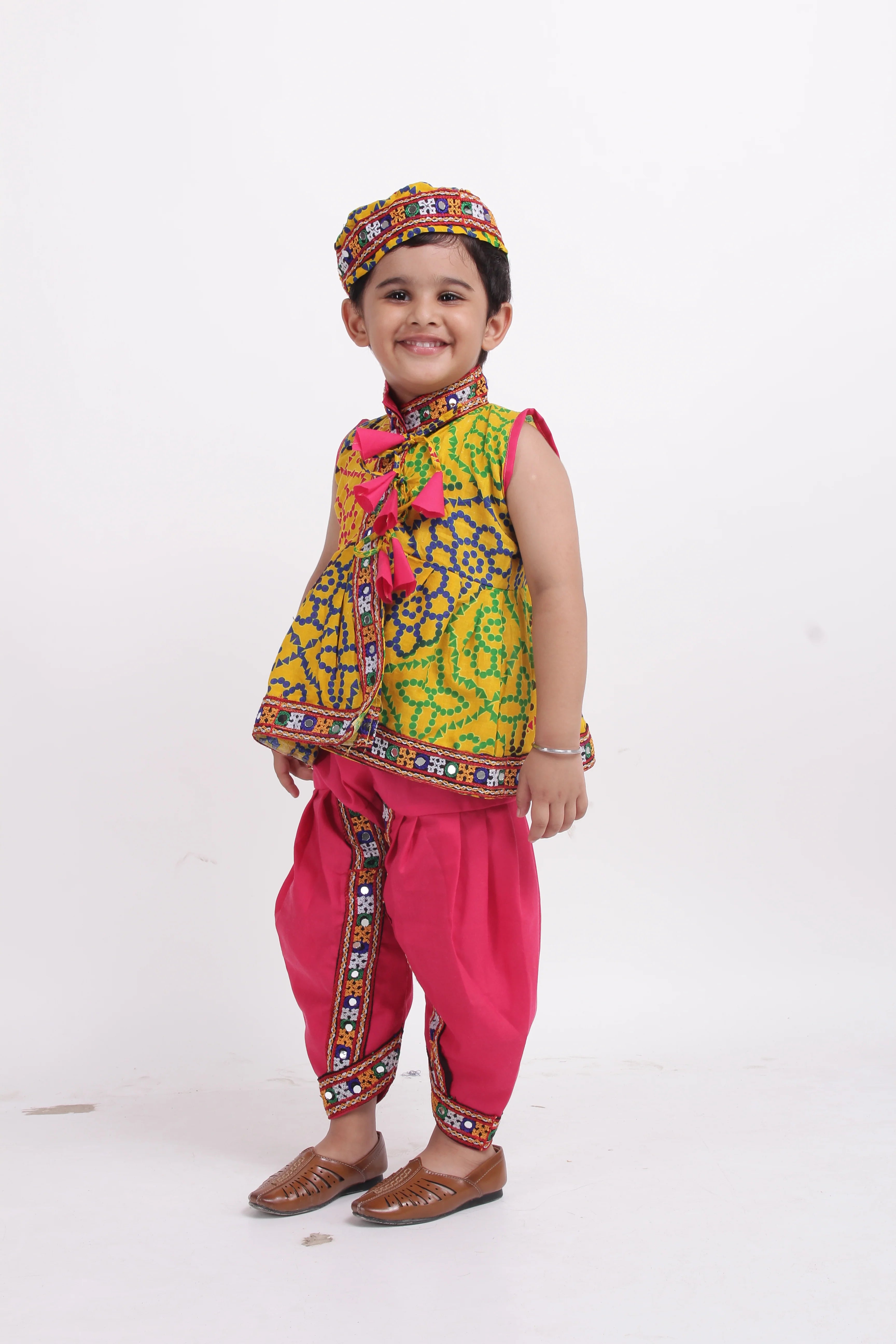 BownBee Kids Boys Navratri Dandiya  Garba Printed Navratri Kedia Dhoti