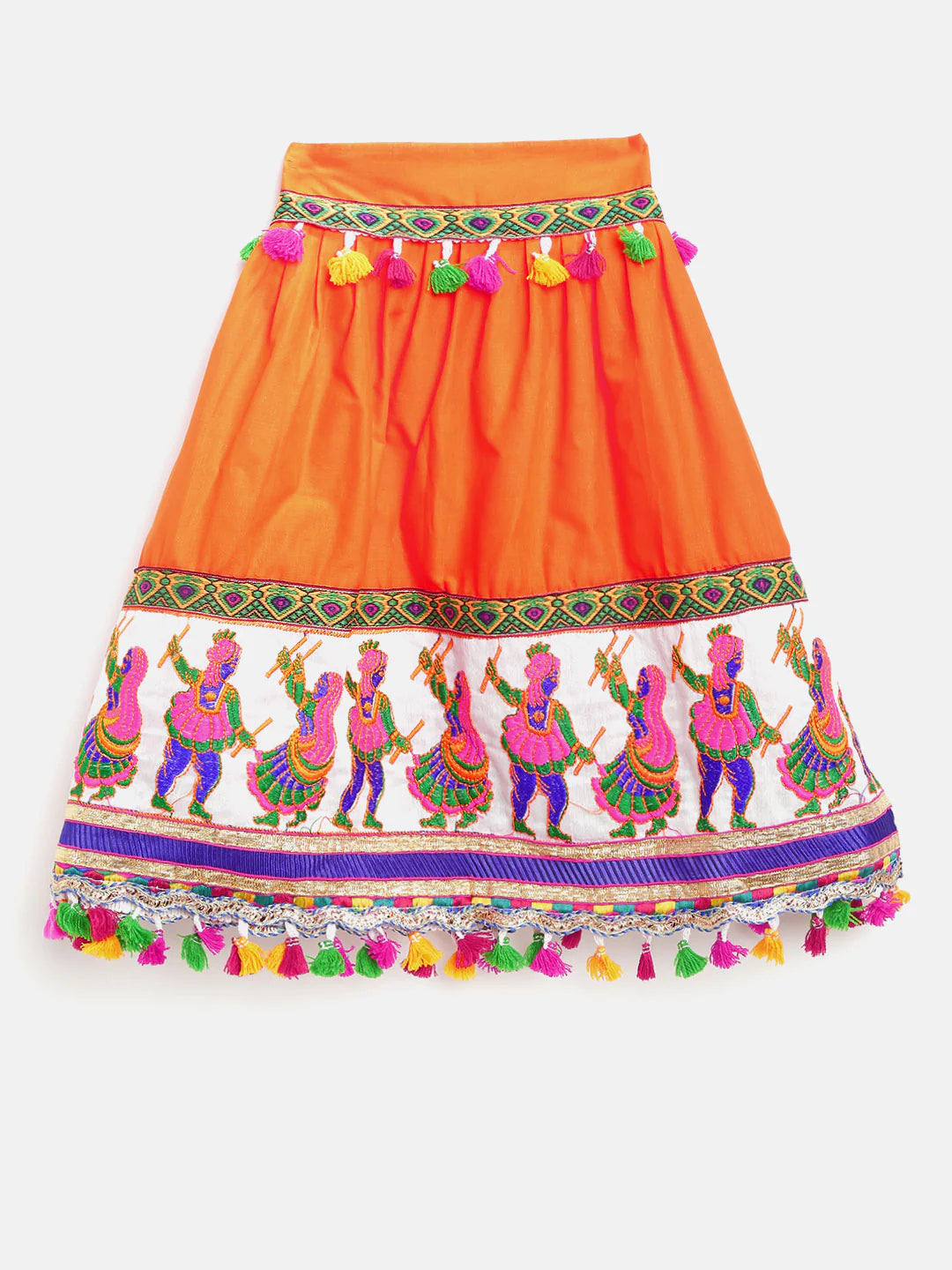 BownBee Kids Girls Navratri Dandiya  Garba Dandiya border Cotton chaniya choli