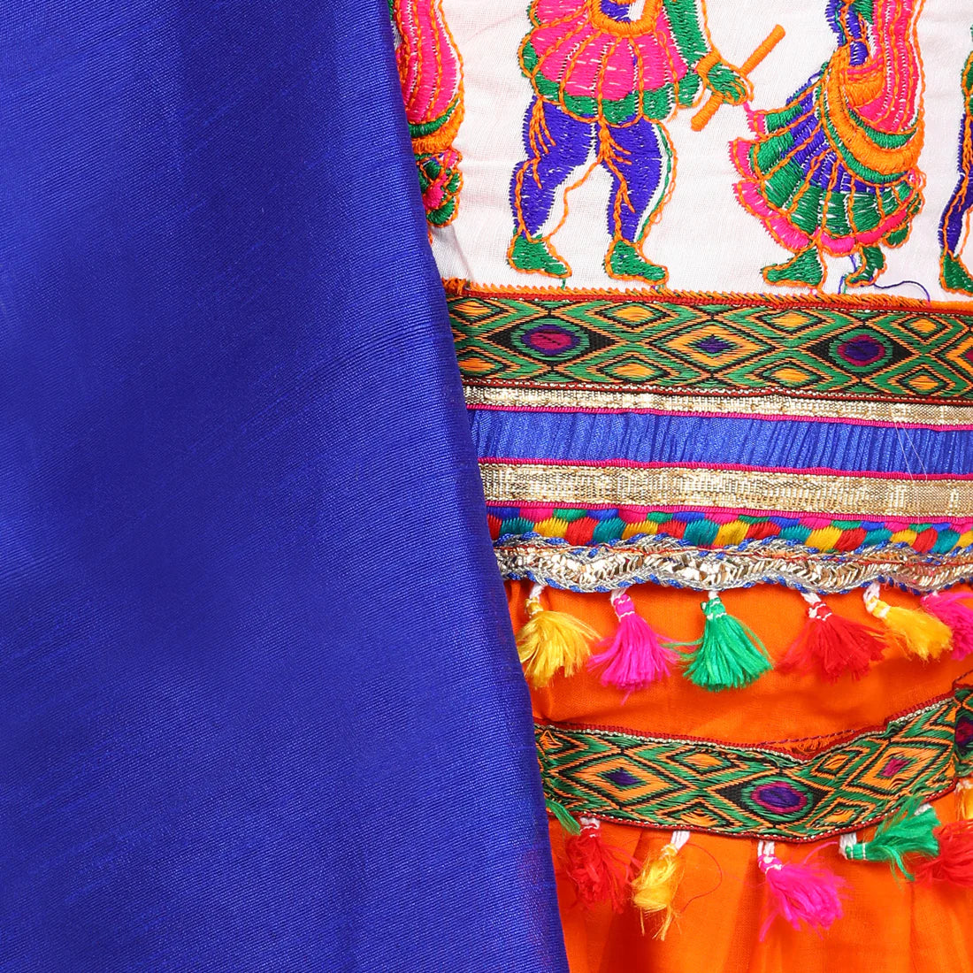 BownBee Kids Girls Navratri Dandiya  Garba Dandiya border Cotton chaniya choli