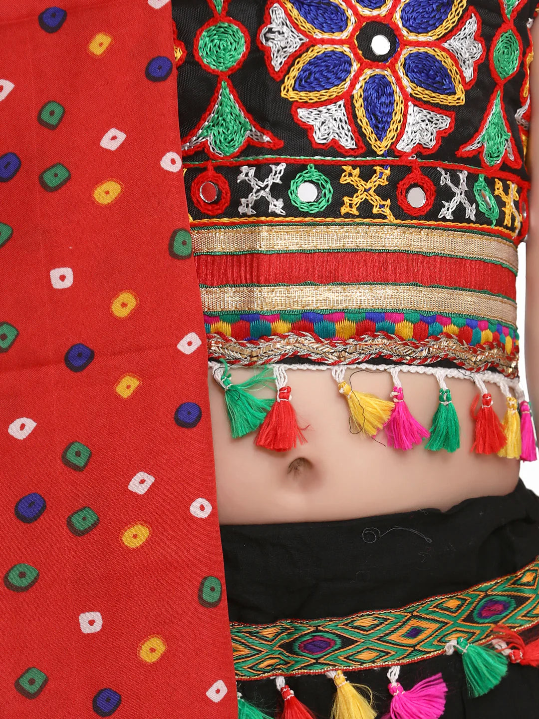 BownBee Kids Girls Navratri Dandiya  Garba Mirror Work Chaniya Choli