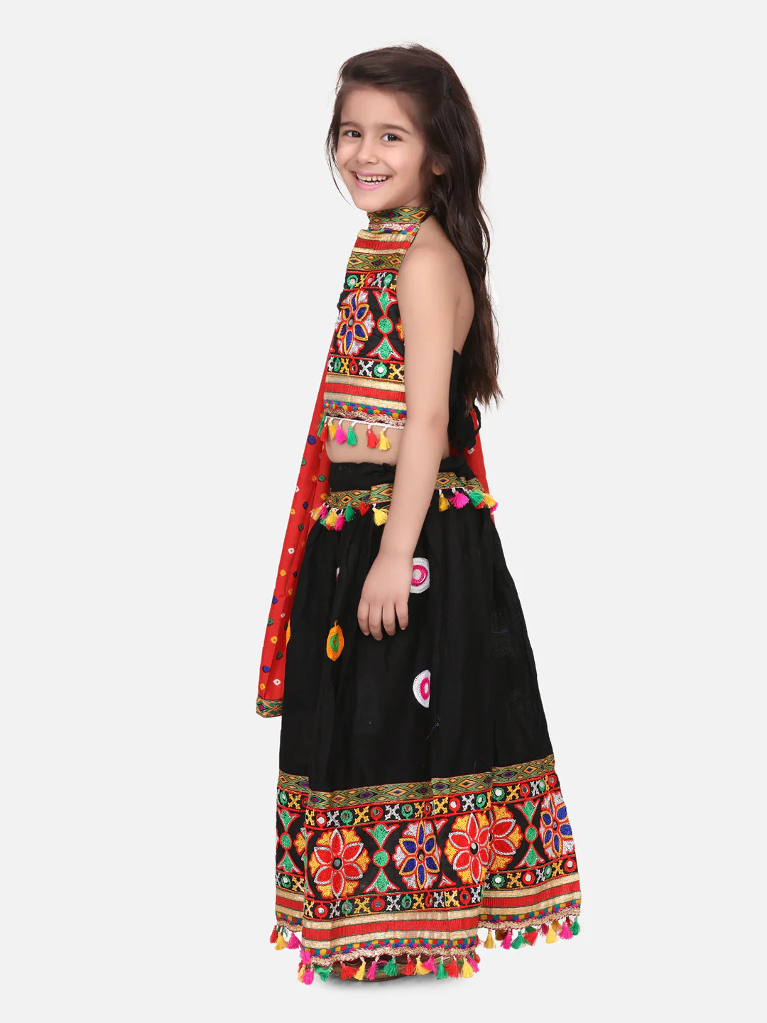 BownBee Kids Girls Navratri Dandiya  Garba Mirror Work Chaniya Choli
