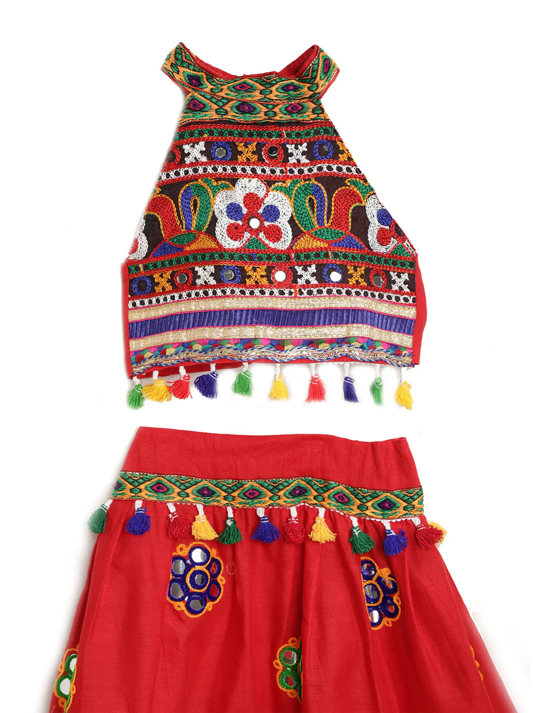 BownBee Kids Girls Navratri Dandiya Garba Mirror Work Chaniya Choli Dupatta