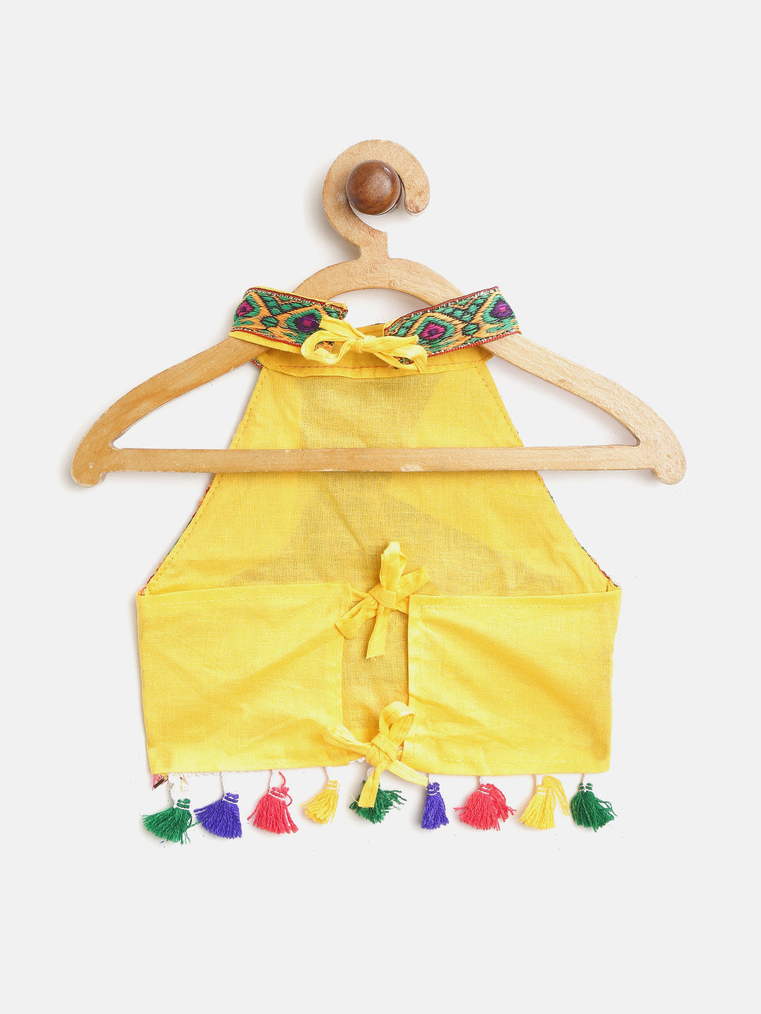BownBee Kids Girls Navratri Dandiya  Garba Mirror Work Chaniya Choli - Duptta Yellow