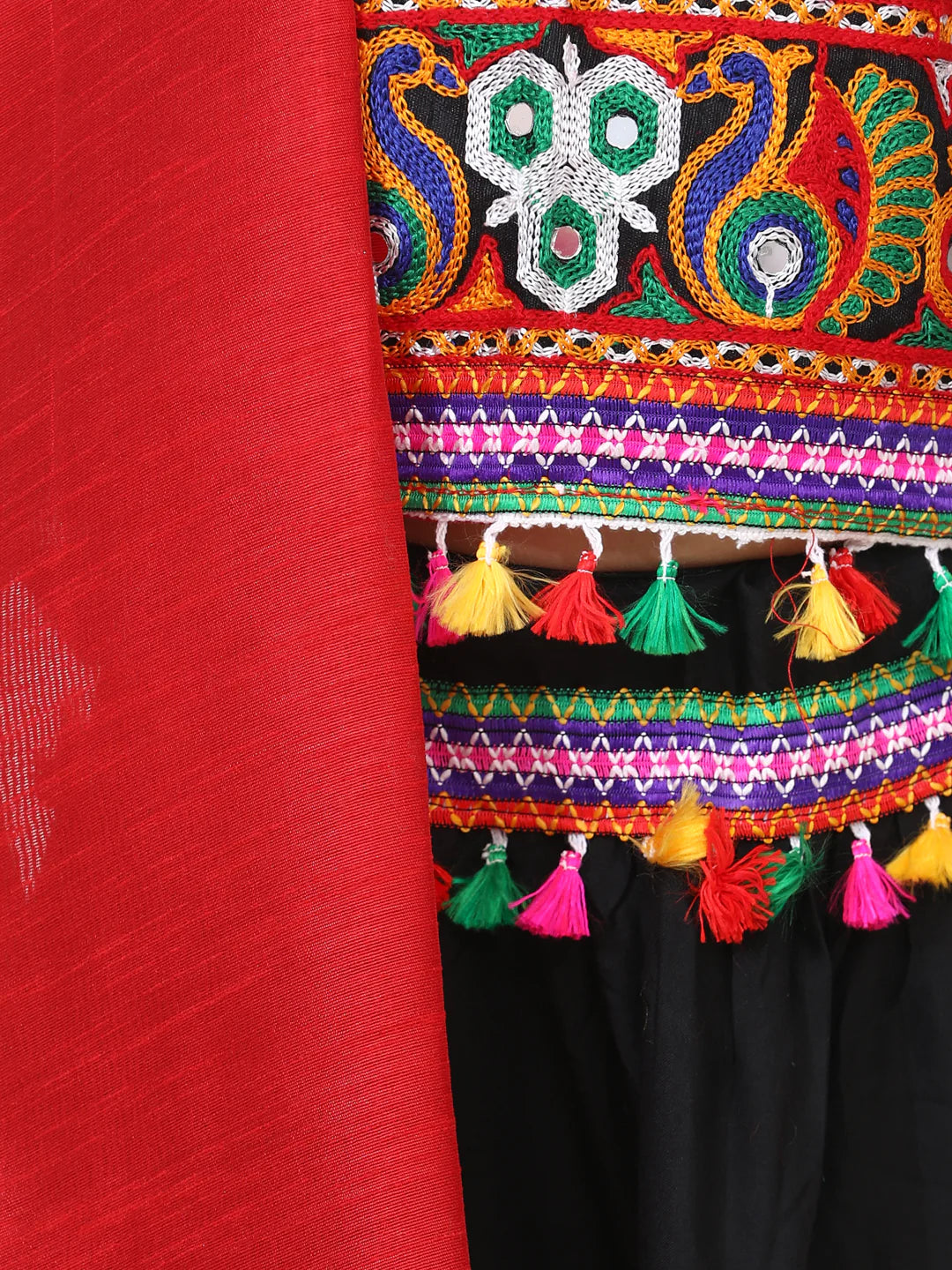 BownBee Kids Girls Navratri Dandiya  Garba embroidery  Chaniya Choli With Dupata Black