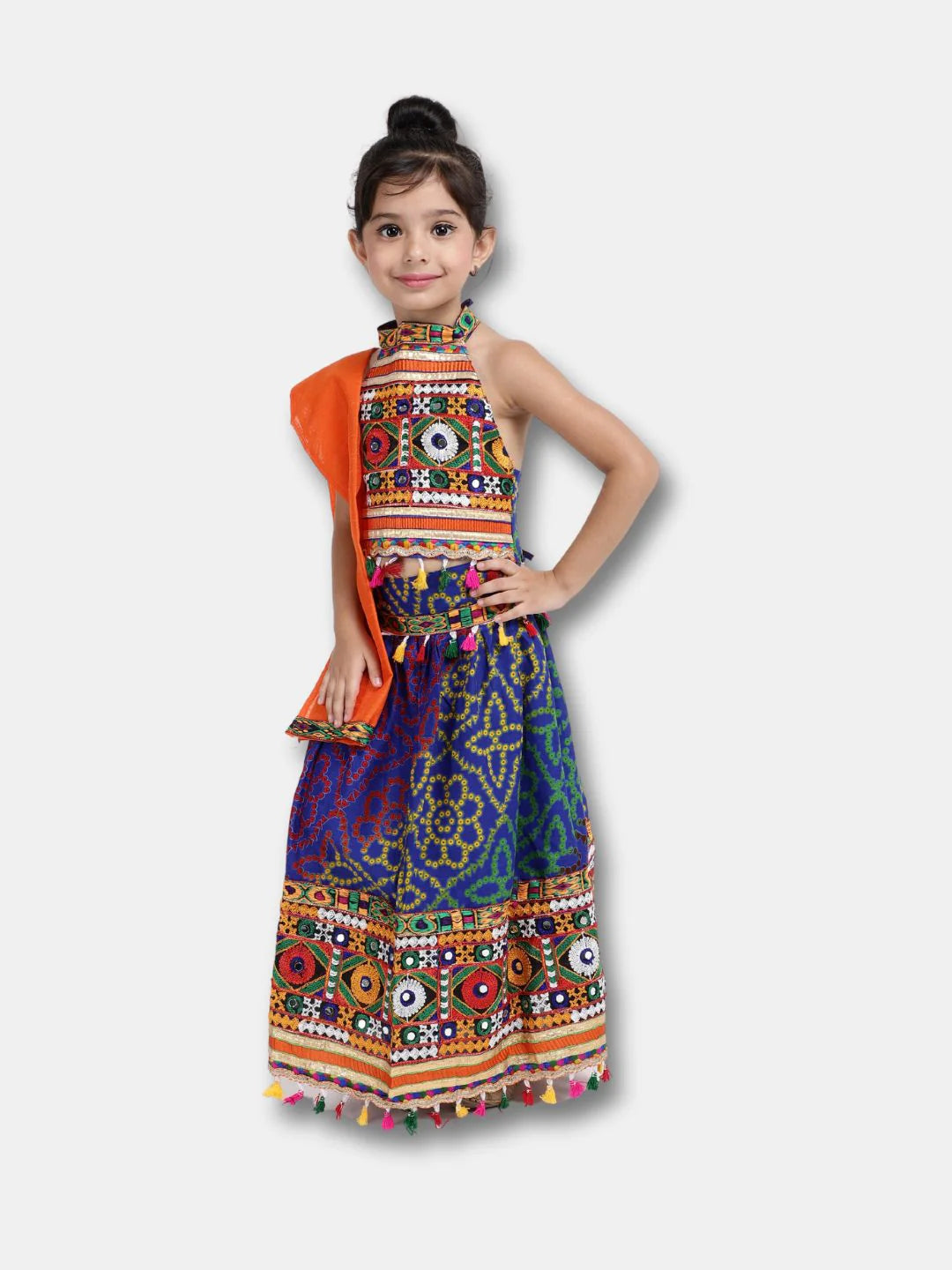 BownBee Bandhani Halter Neck Chaniya Choli