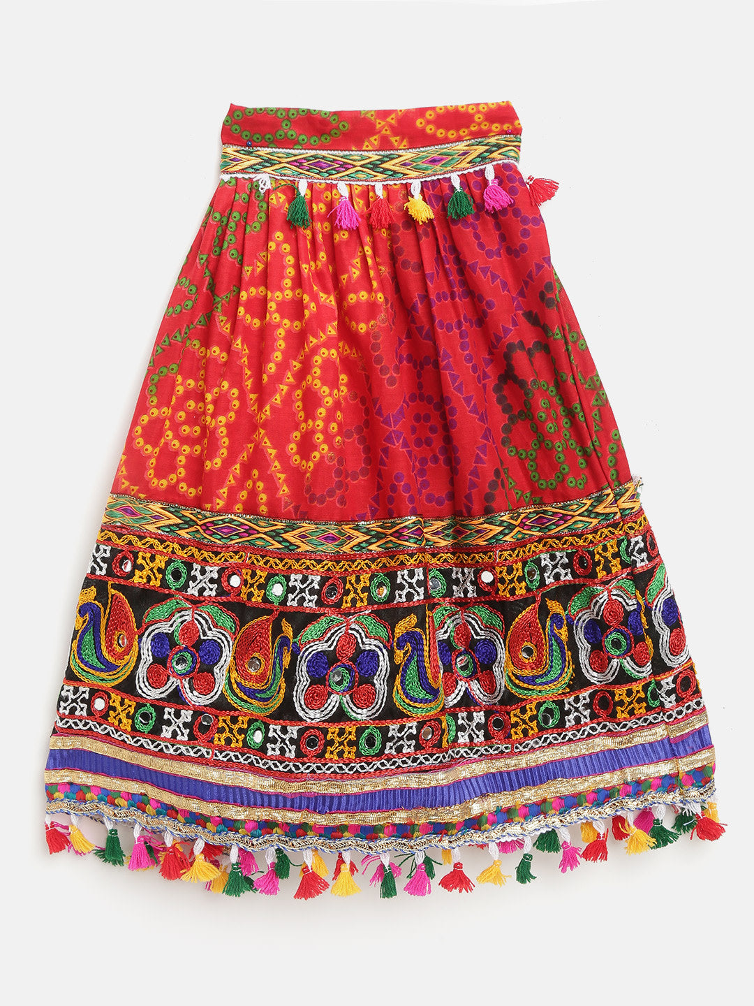 BownBee Printed Navratri Kedia Dhoti for Boys and Halter neck chaniya choli for Girls -Pink