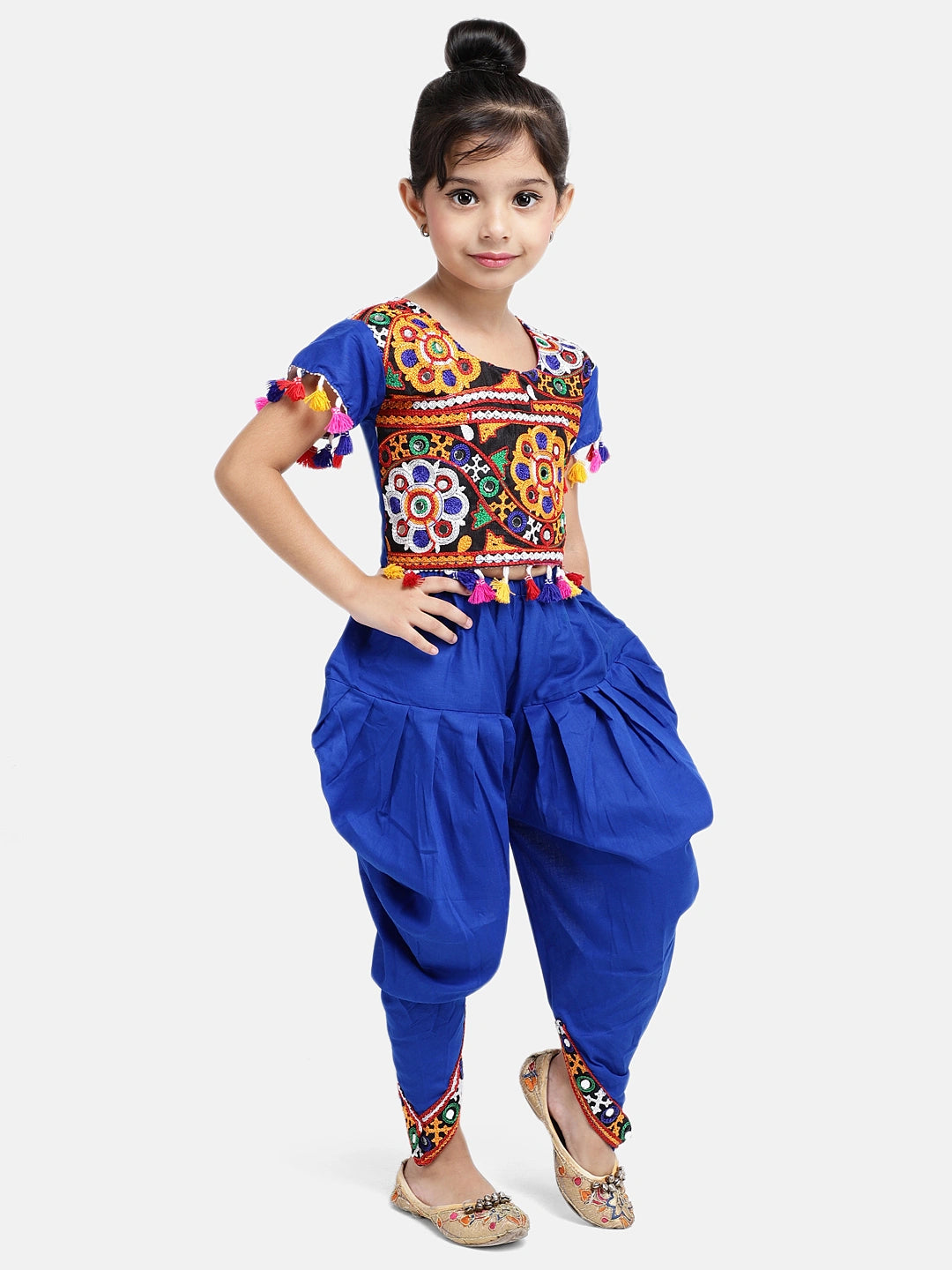 BownBee Cotton Halter Neck Embroidery Top With Dhoti Indo Western
