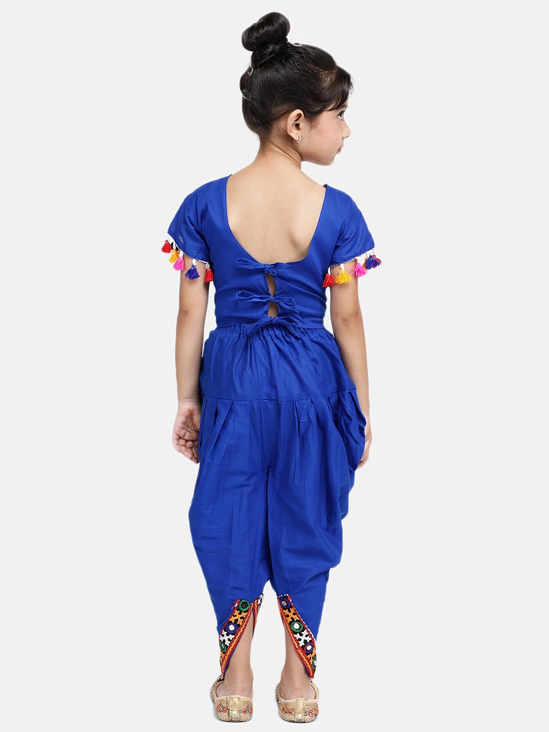 BownBee Cotton Halter Neck Embroidery Top With Dhoti Indo Western