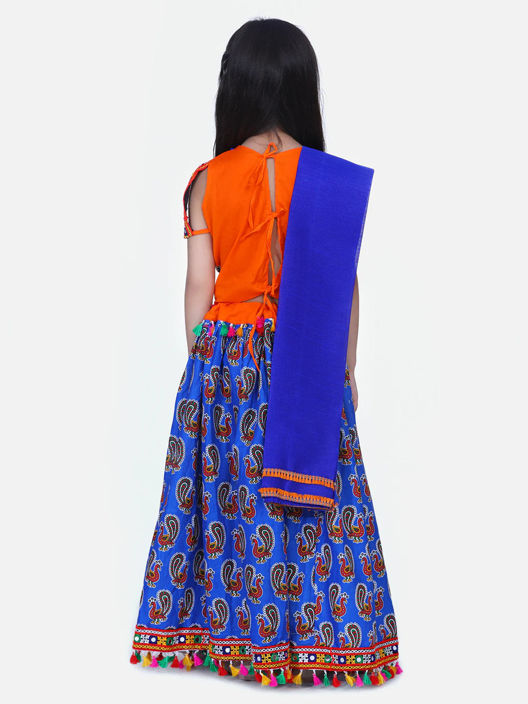 BownBee Girls Mor Print Chaniya Choli With Dupatta