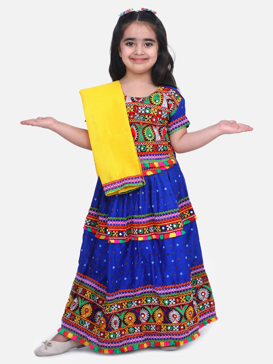 BownBee Bandhani Embroidered Chaniya Choli- Blue