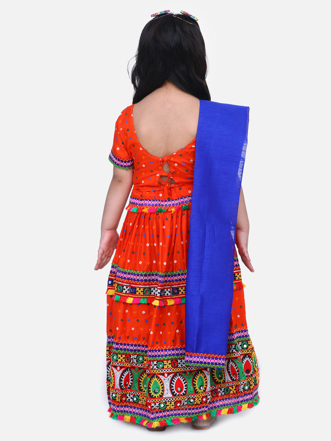BownBee Bandhani Embroidered Chaniya Choli- Orange