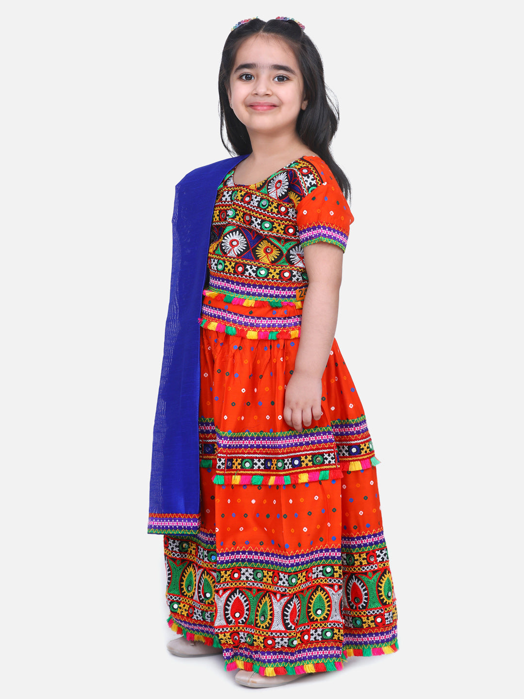 BownBee Bandhani Embroidered Chaniya Choli- Orange